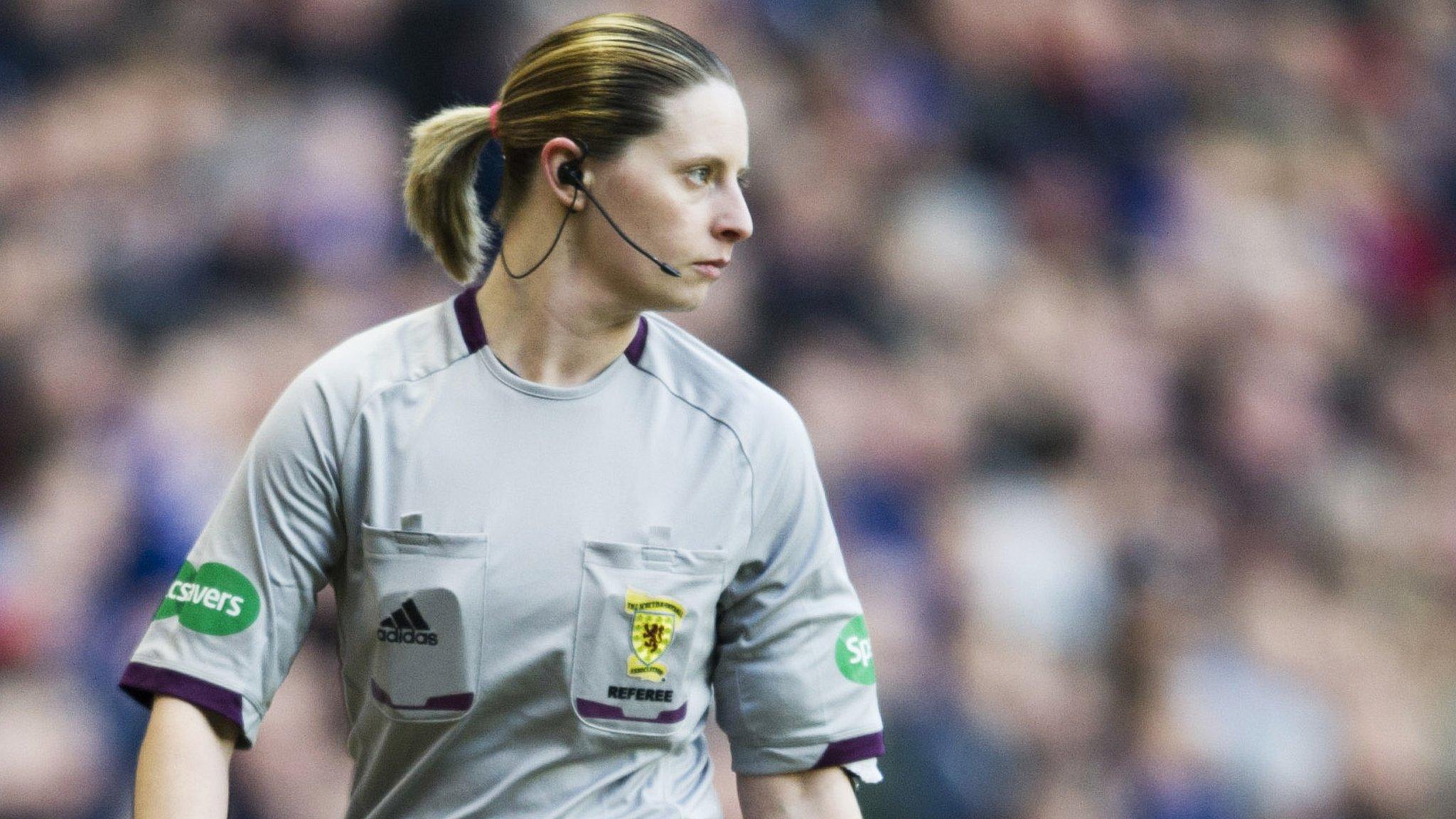 Lorraine Watson runs the line at Ibrox in 2013