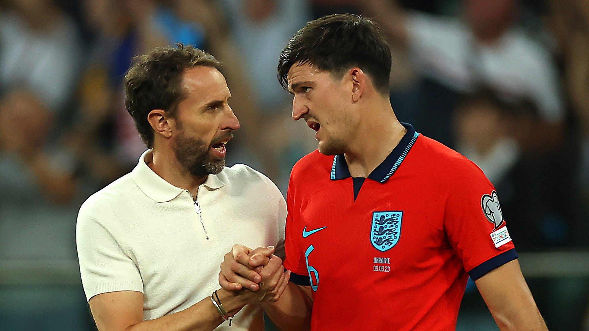 England manager Gareth Southgate and defender Harry Maguire