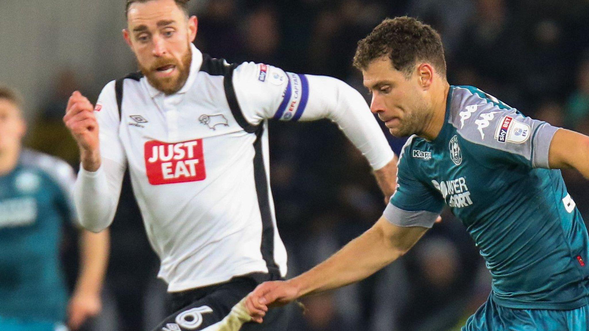 Wigan midfielder Yanic Wildschut on the attack against Derby