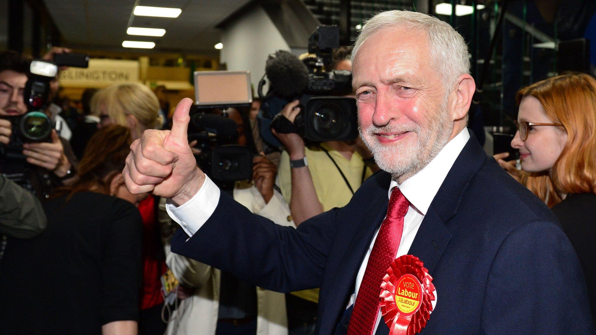 Labour leader Jeremy Corbyn arrives at the Sobell Leisure Centre in Islington, north London