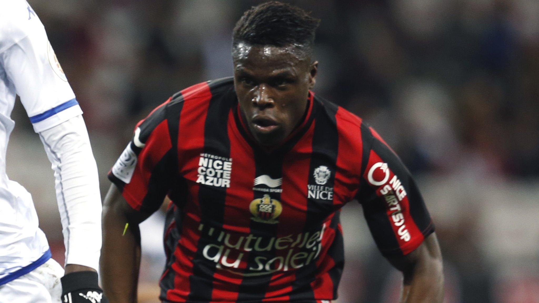 Kevin Gomis in action for Nice against Troyes in Ligue 1 last season