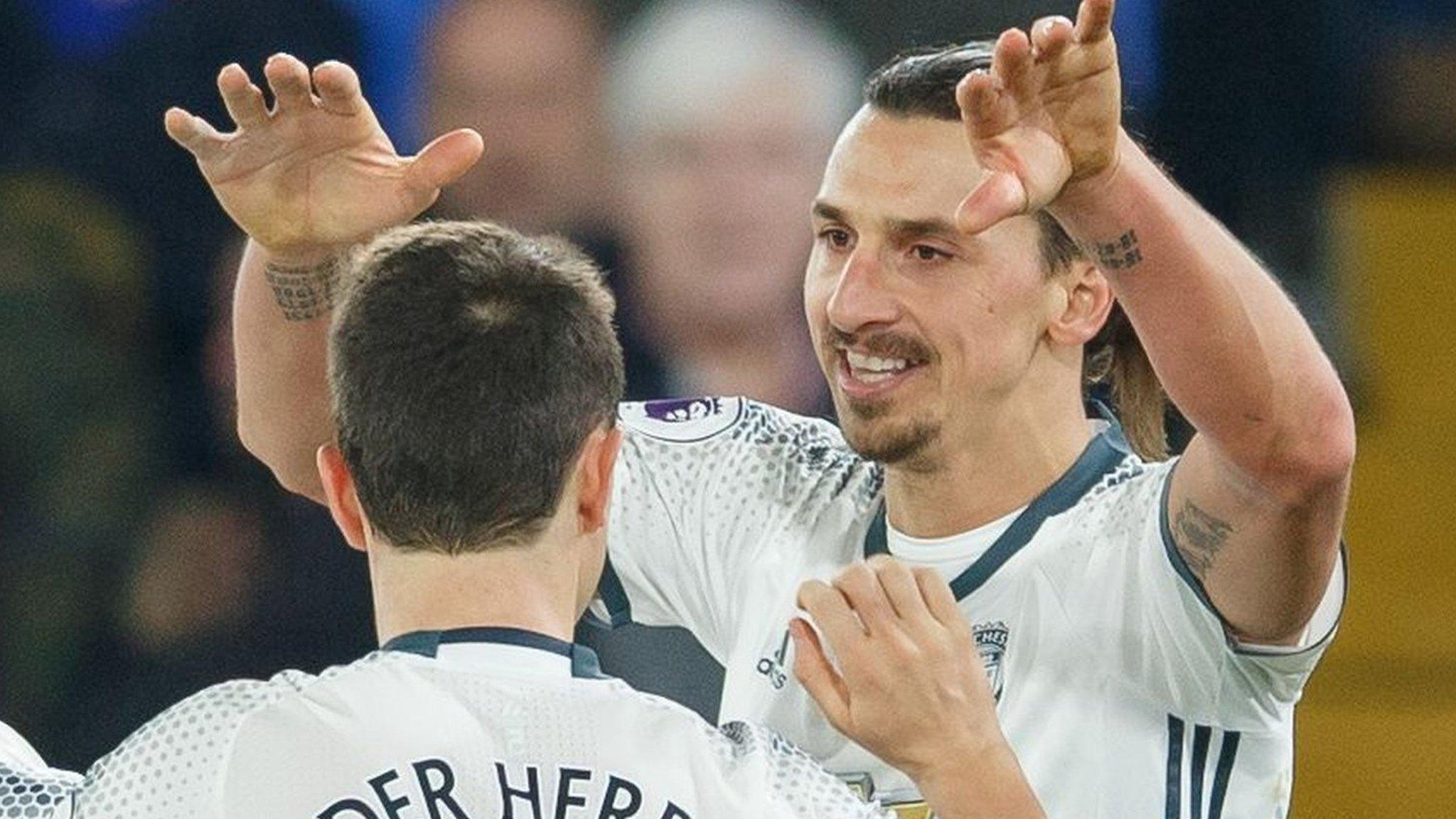 Zlatan Ibrahimovic celebrates his winner for Manchester United against Crystal Palace