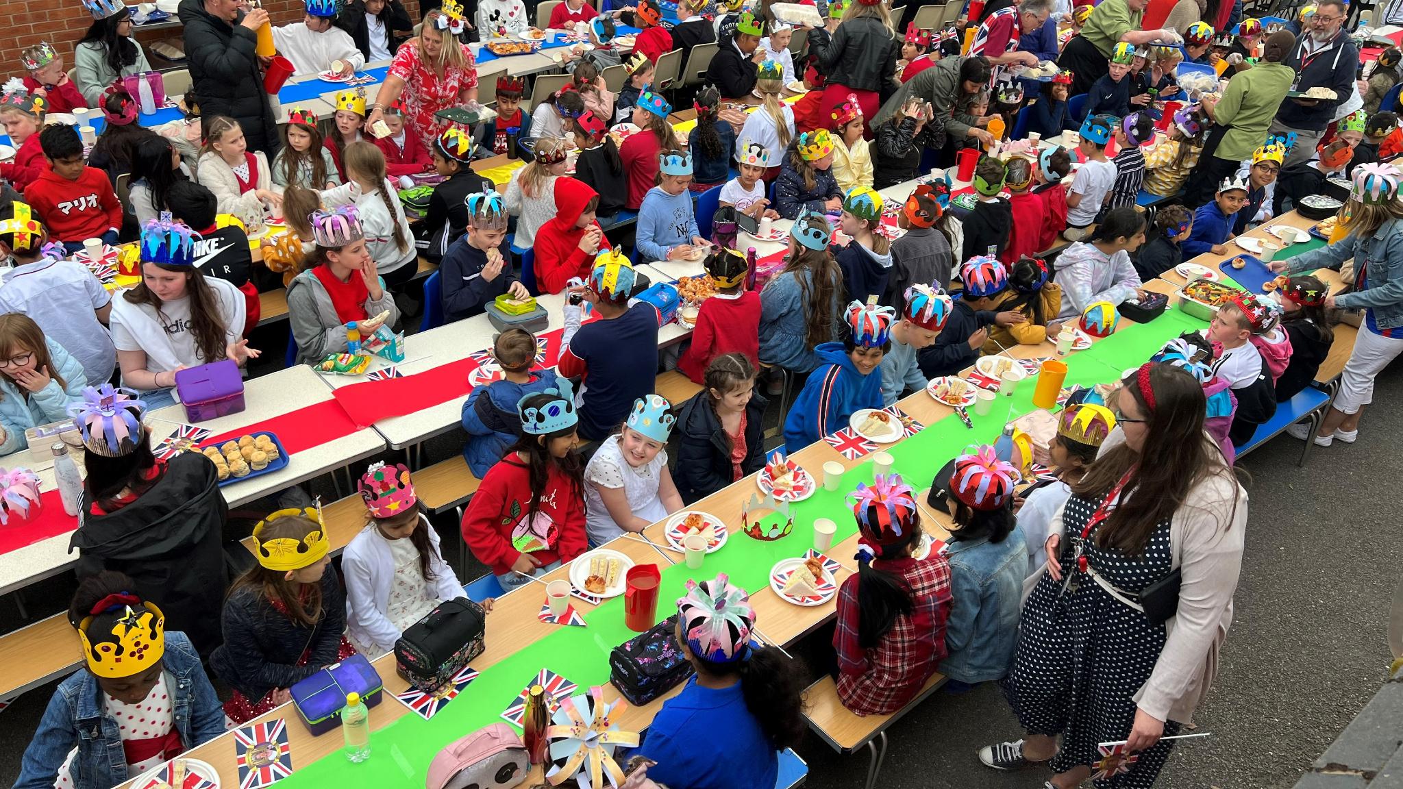 Queen's Platinum Jubilee at St Luke's Primary School, in Thurnby, Leicestershire,