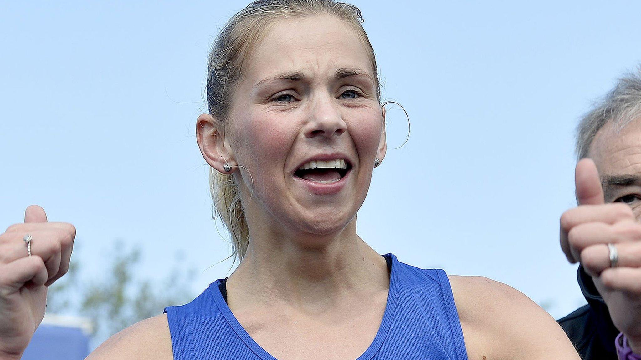 Laura Graham after winning the women's race in Belfast last year