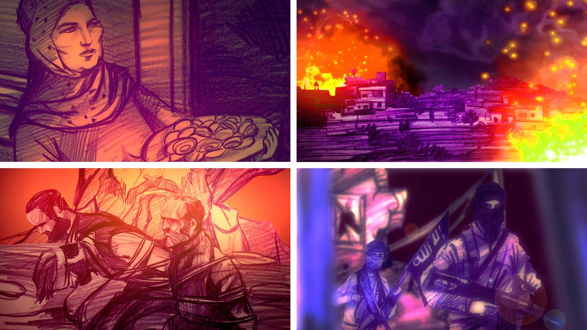 Sketches of scenes from the diary