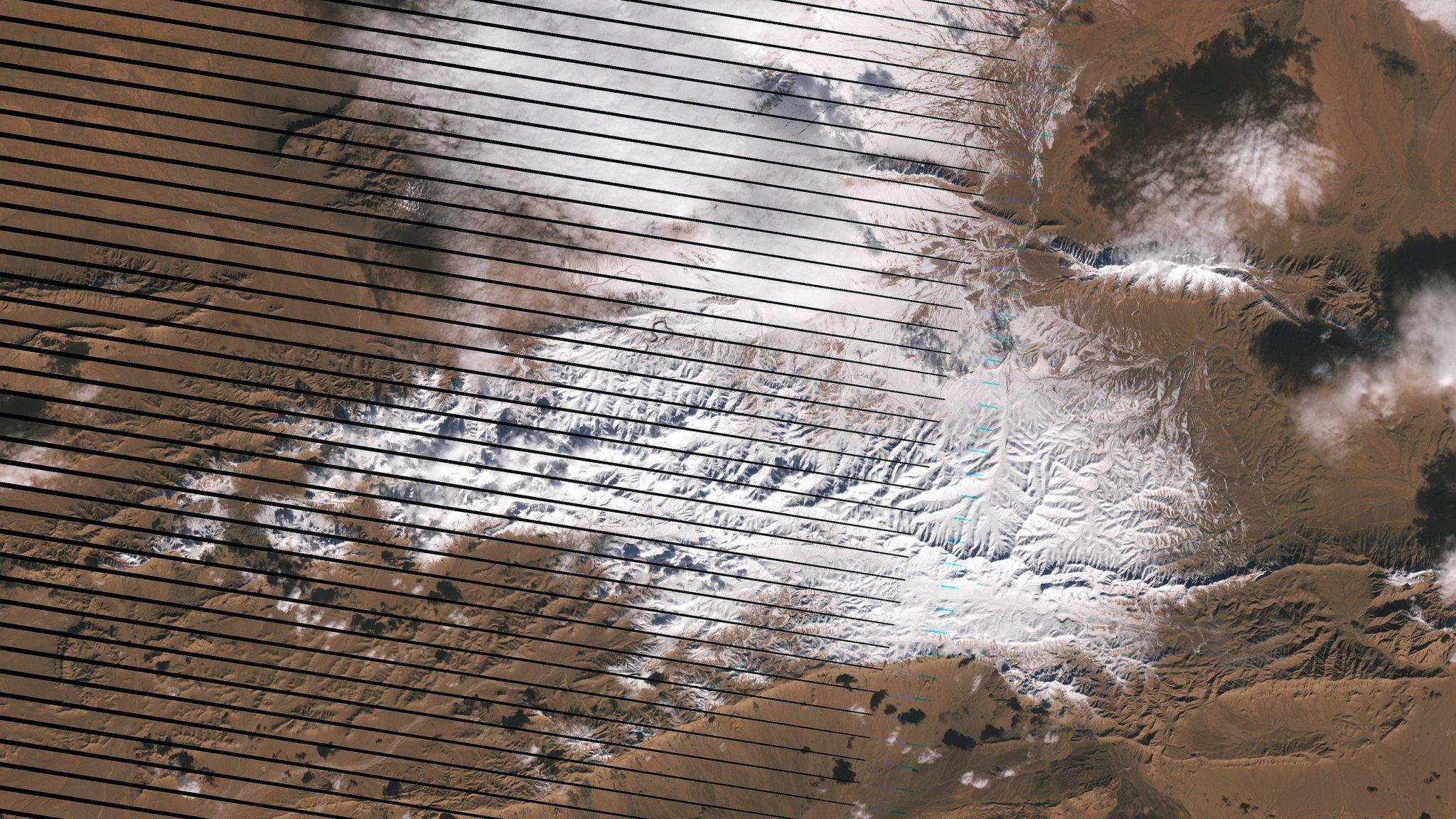 Satellite image of snow in the desert