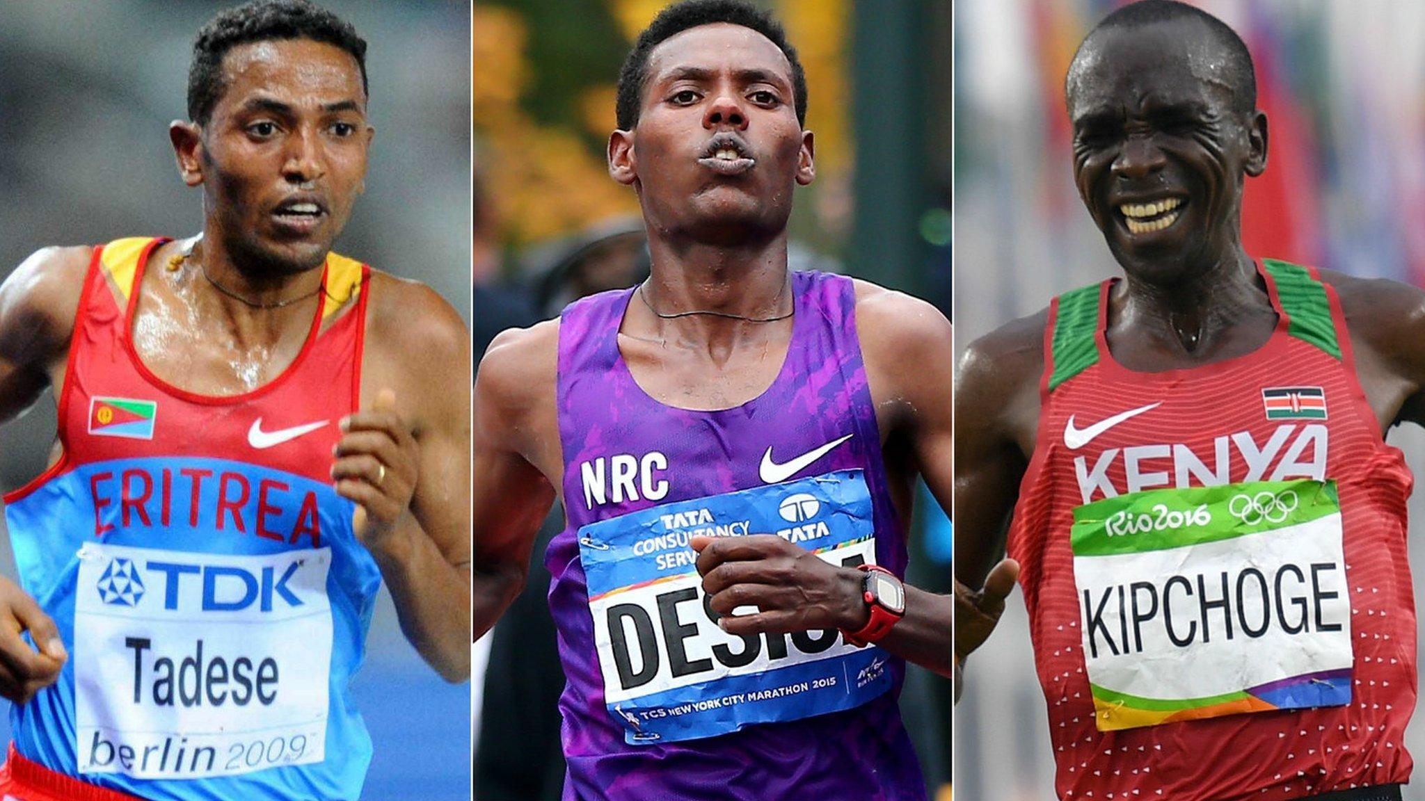 Zersenay Tadese, Lelisa Desisa and Eliud Kipchoge