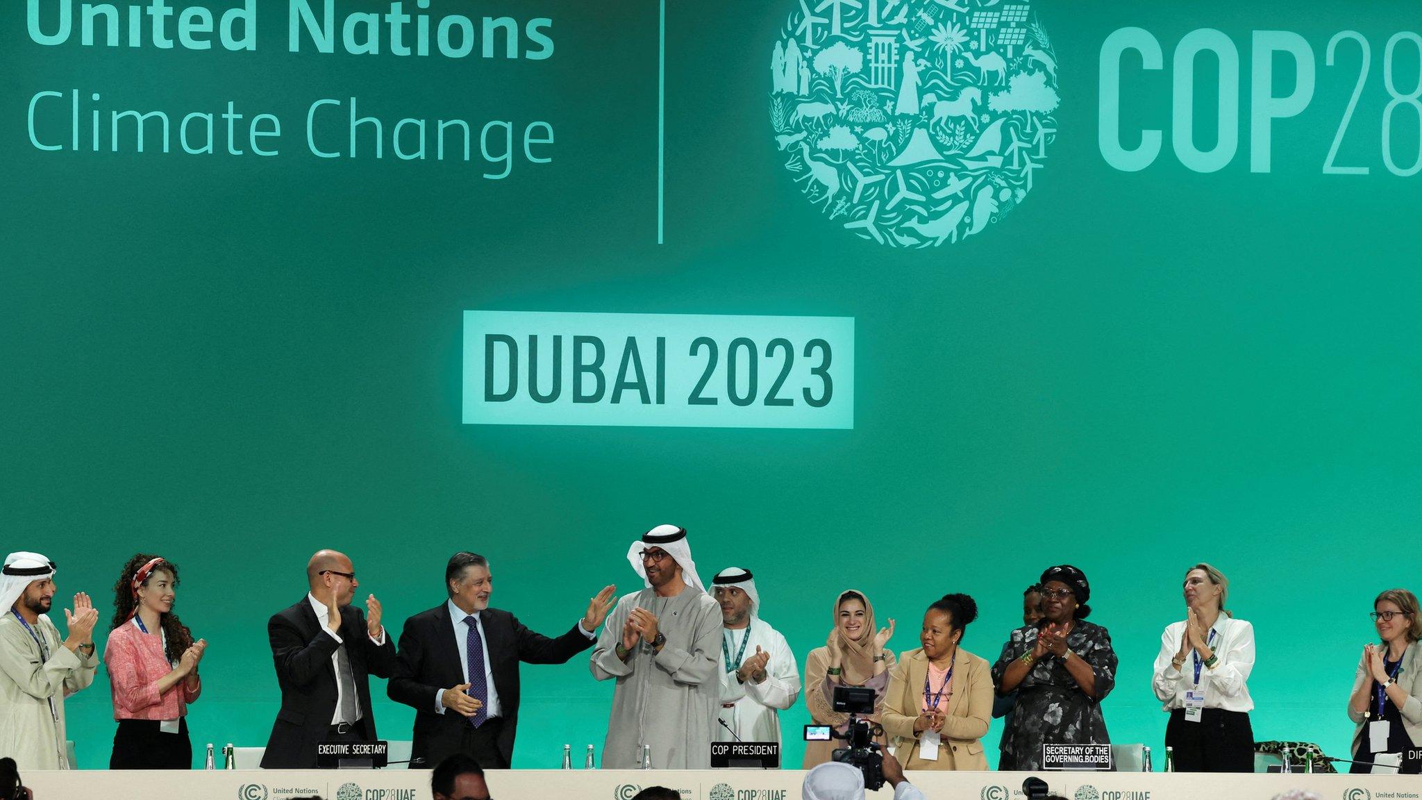 COP28 conference - people cheering