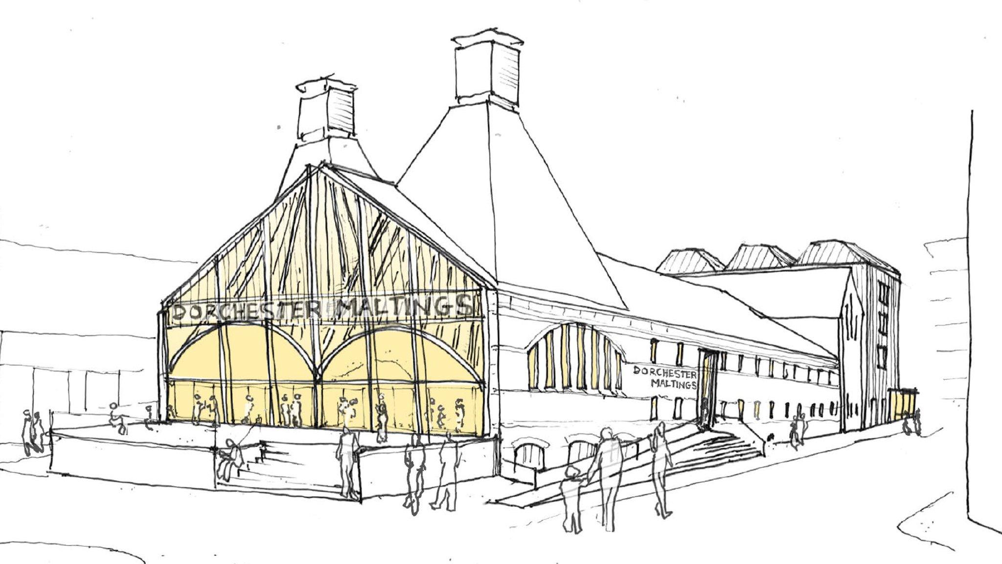 Dorchester Maltings exterior drawing