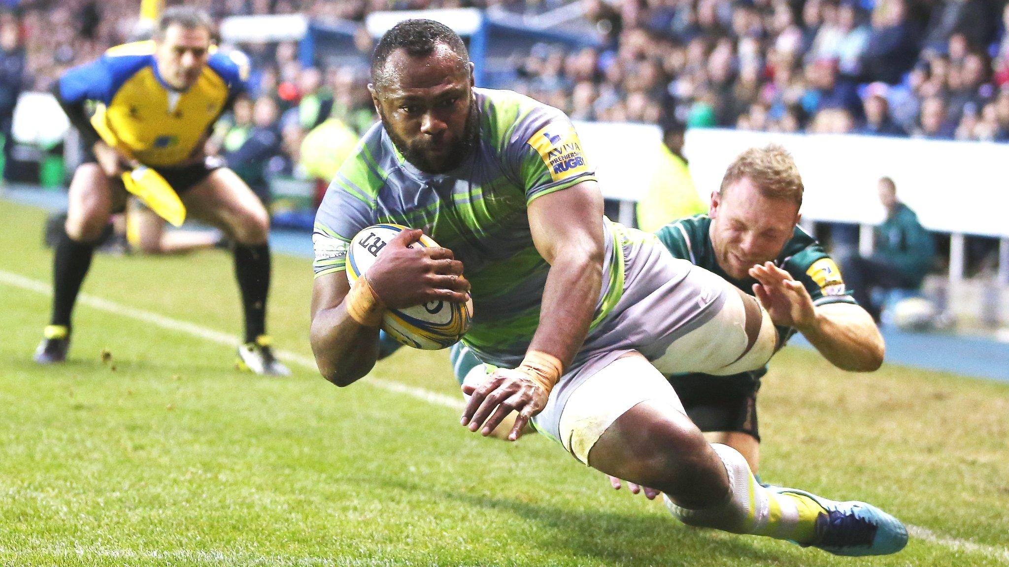 Vereniki Goneva scores Newcastle's third try against London Irish