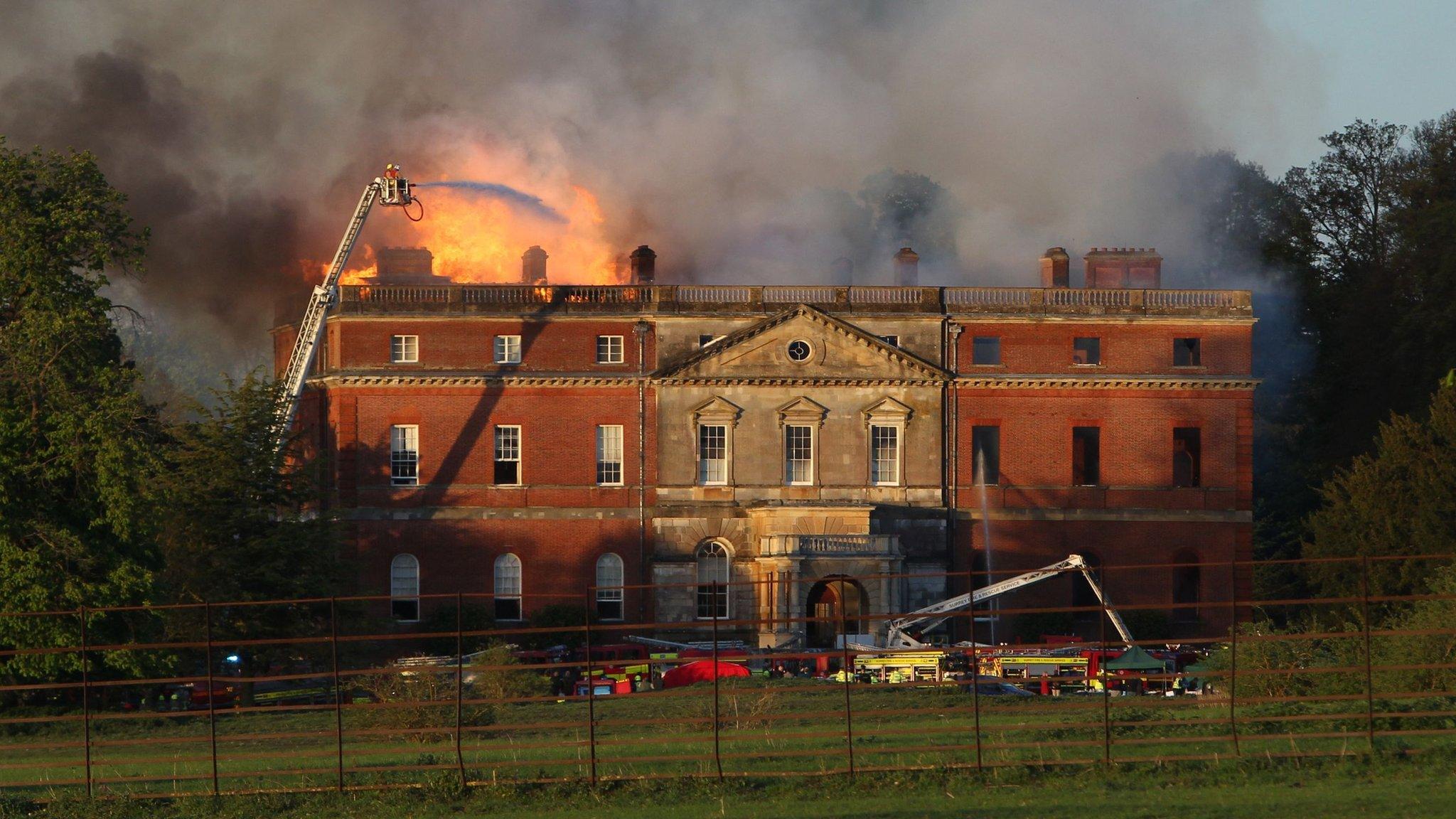 Clandon Park on fire