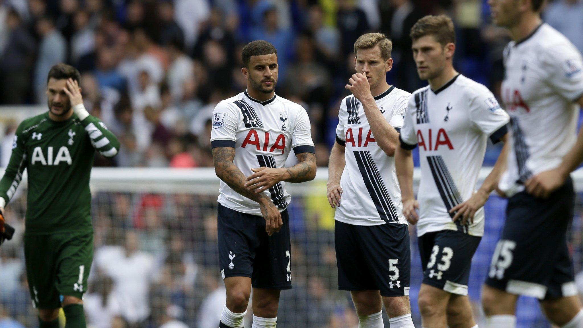 Tottenham players at the full-time whistle