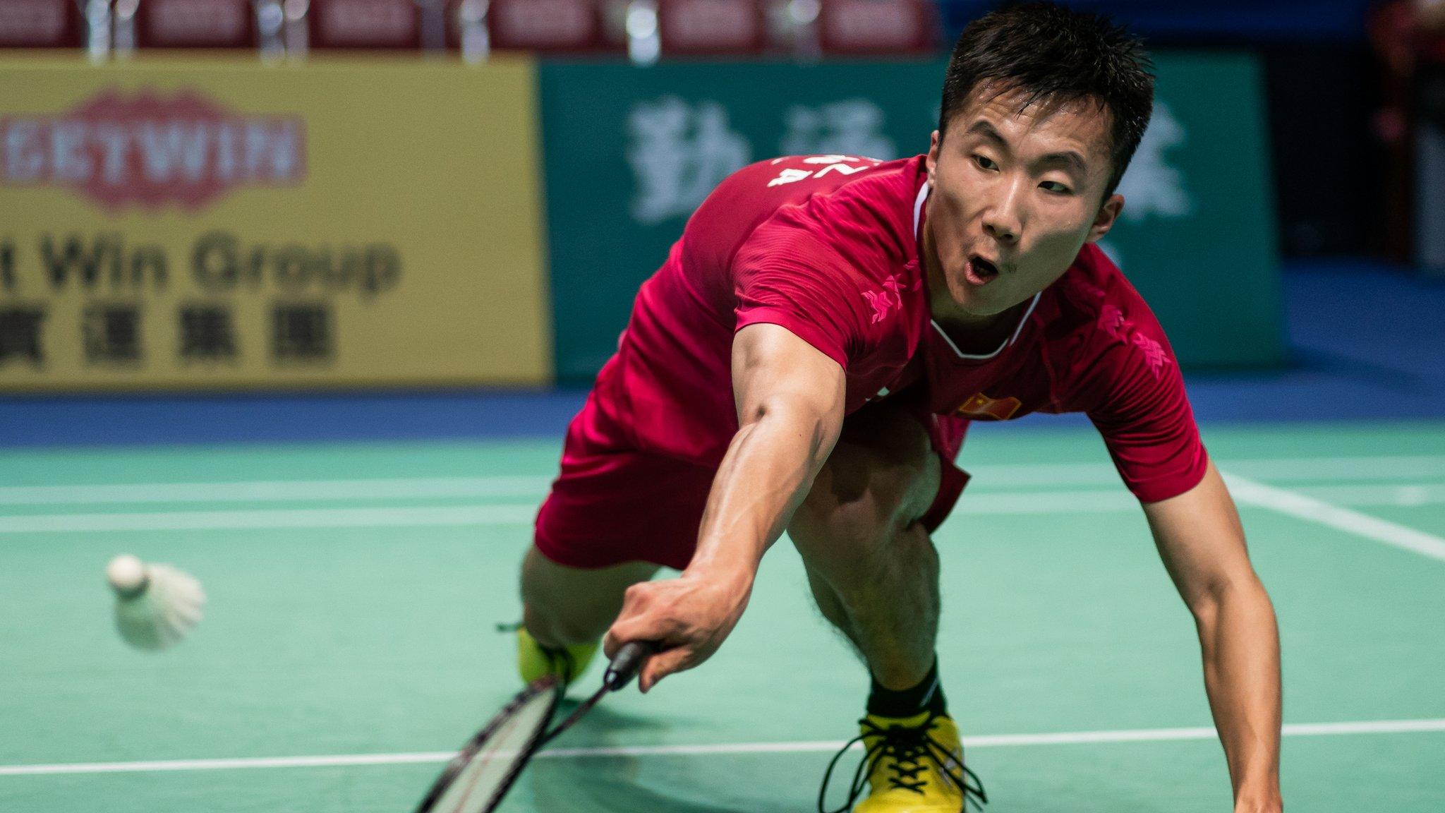 HONG KONG, HONG KONG - MARCH 23: Lu Guangzu from China during the Badminton Asia Mixed Team Championships 2019 Tong Yun Kai Cup quarter finals at the Queen Elizabeth Stadium Arena on March 23, 2019 in Hong Kong. (Photo by Ivan Shum - Clicks Images/Getty Images)