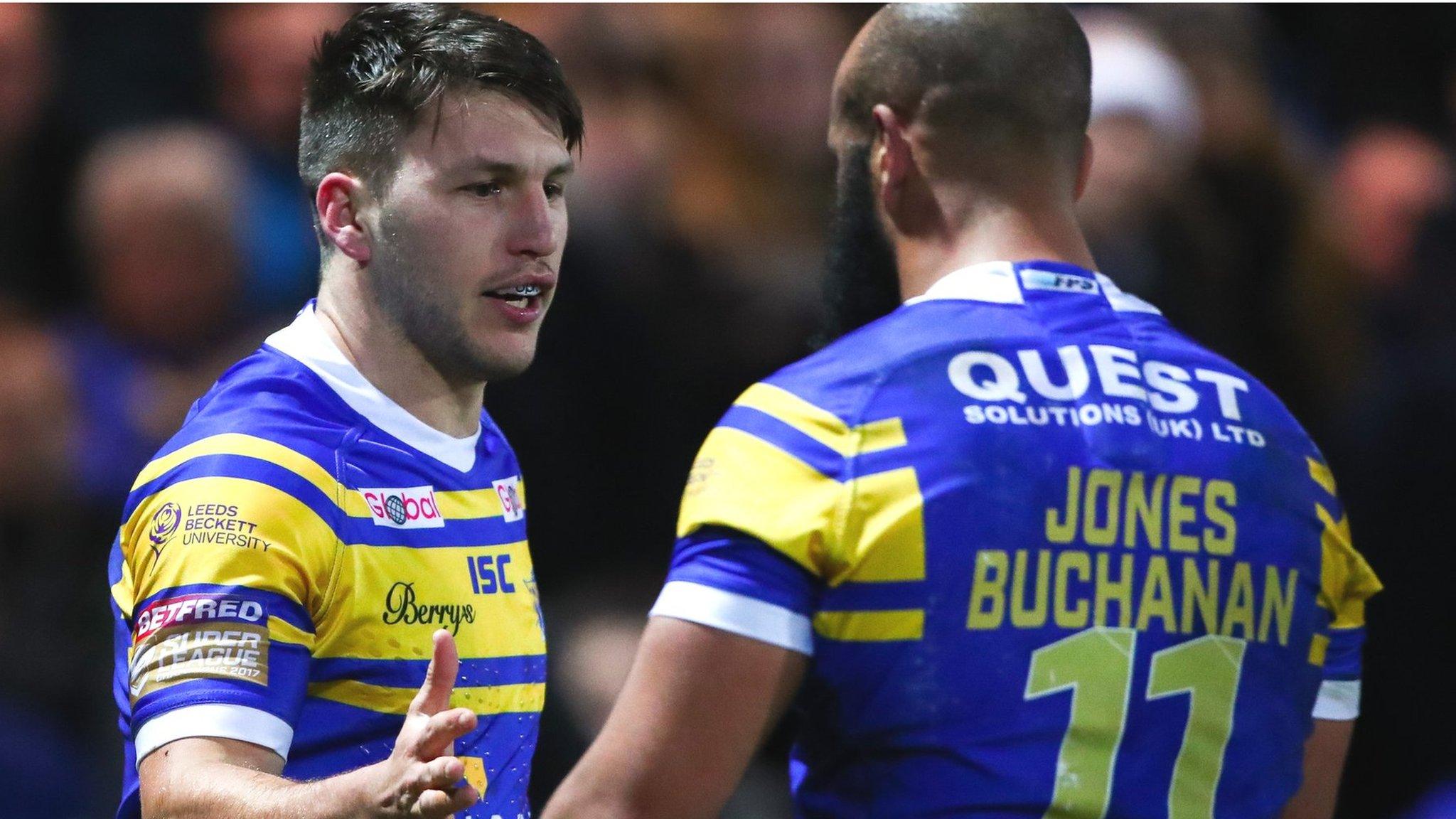 Leeds Rhinos celebrate a try