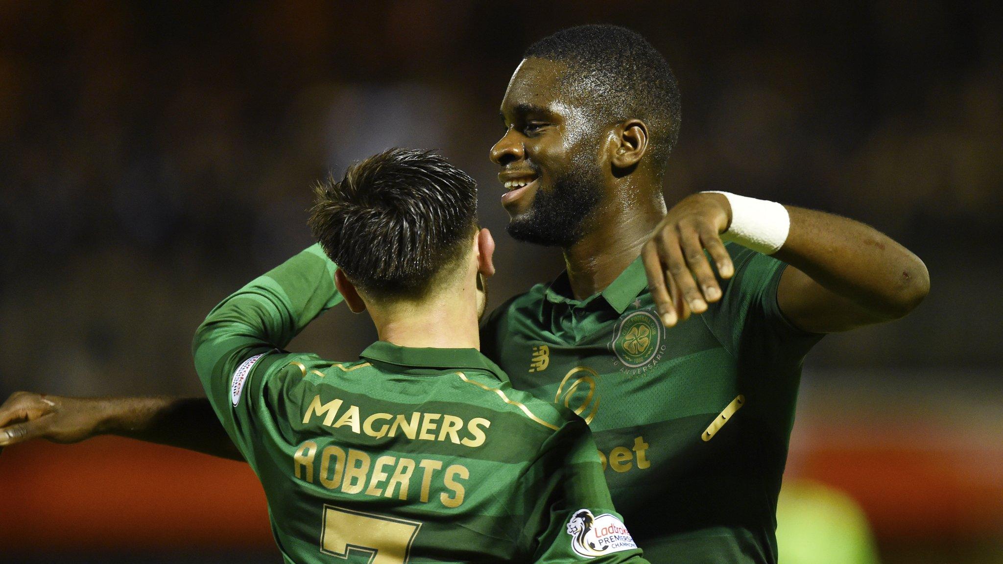 Celtic's Odsonne Edouard celebrates his first goal for his new club