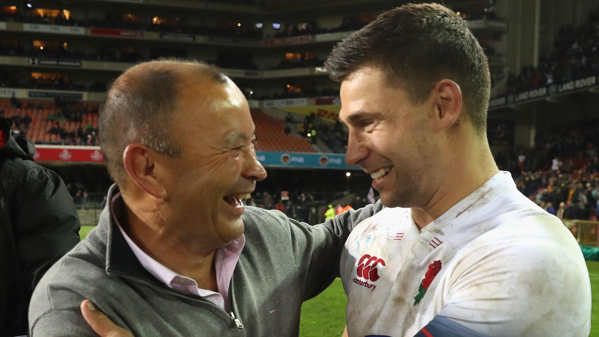 All smiles for head coach Eddie Jones and scrum-half Ben Youngs as England get back to winning ways