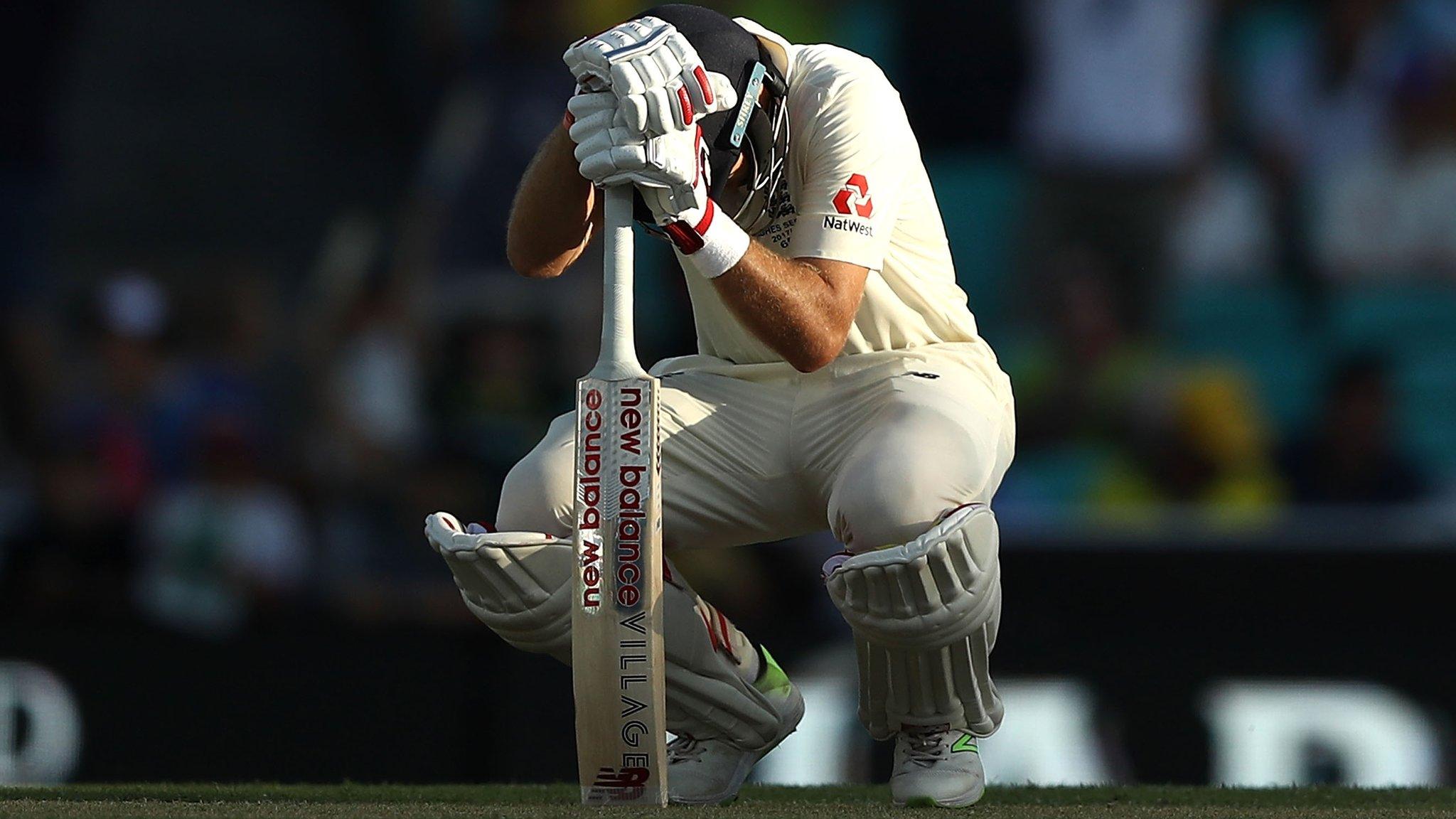 Joe Root slumps after getting out