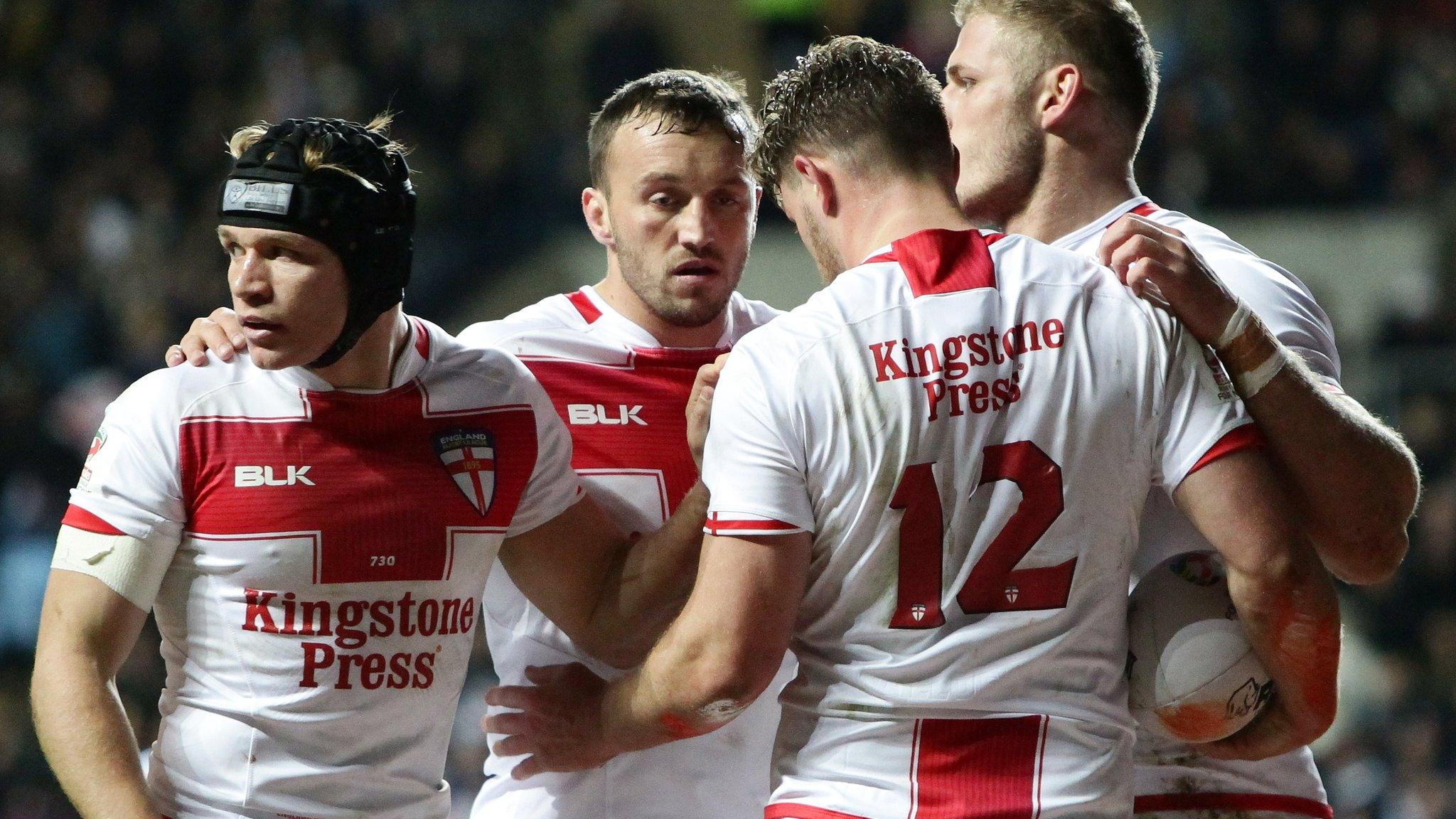 England celebrate a try