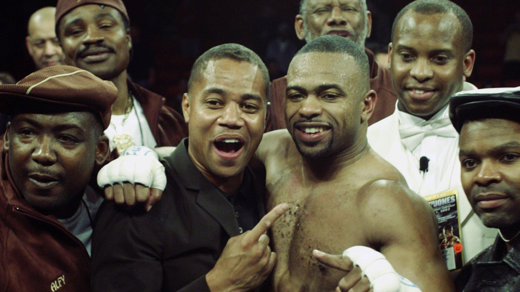 Roy Jones celebrates victory