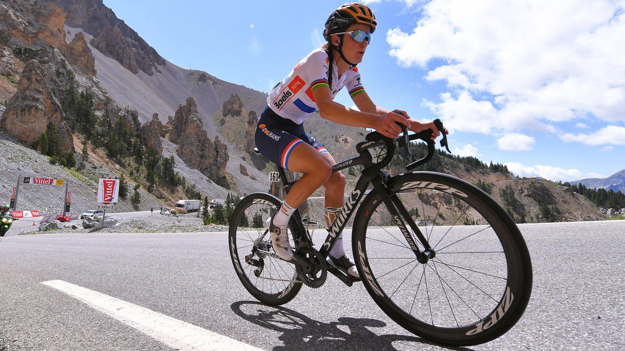 Lizzie Deignan rides on a climb during stage one of the 2017 La Course