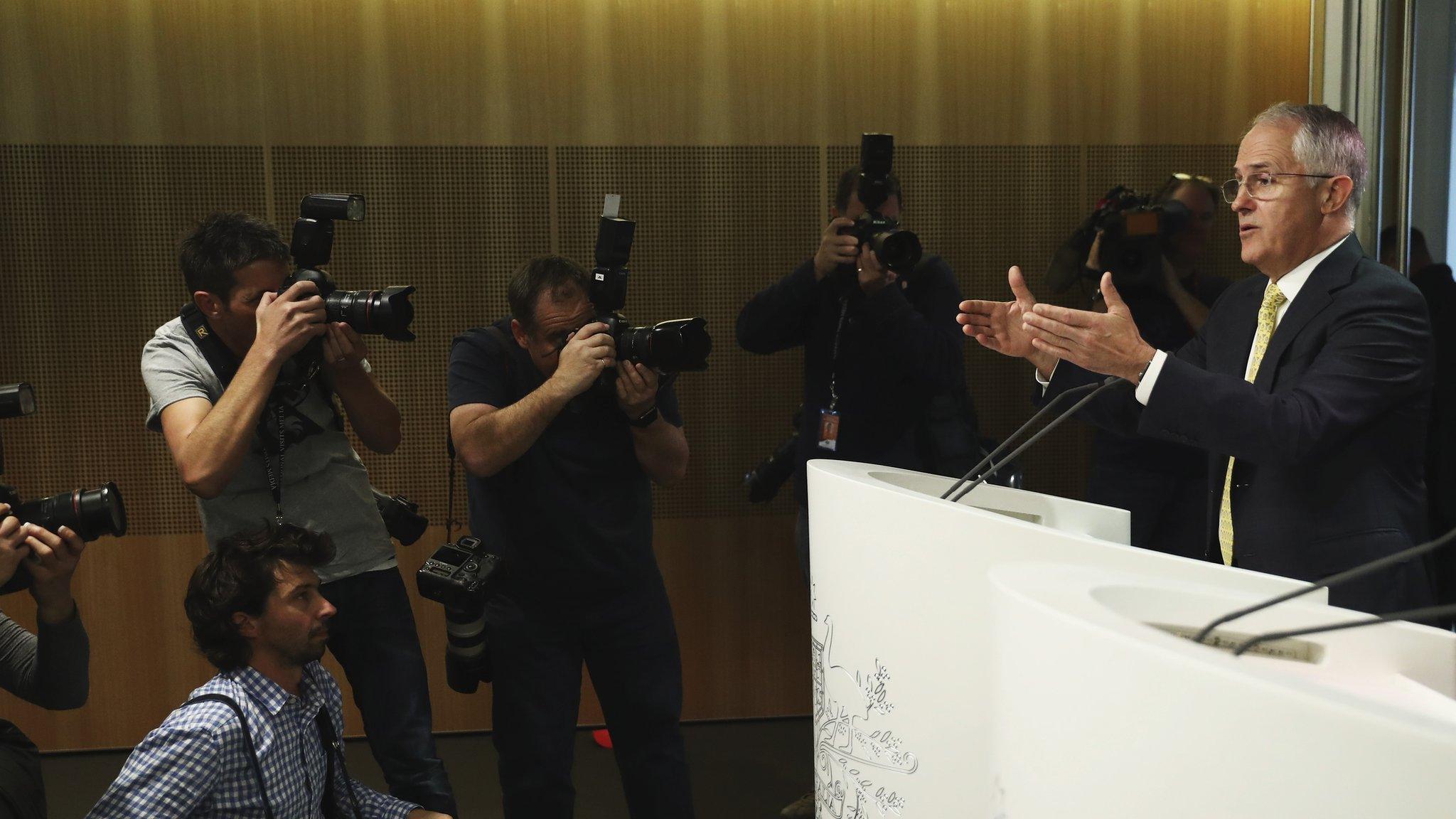 Australian Prime Minister Malcolm Turnbull speaks during a press conference on July 3, 2016 in Sydney, Australia