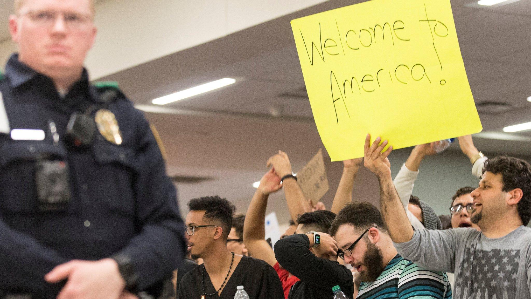 Protesters at Dallas/Fort Worth International Airport