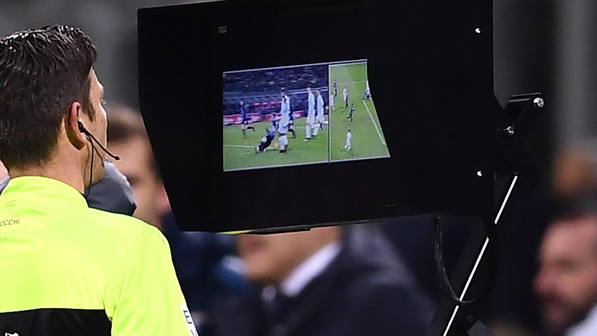 Video Assistant Referee technology being used