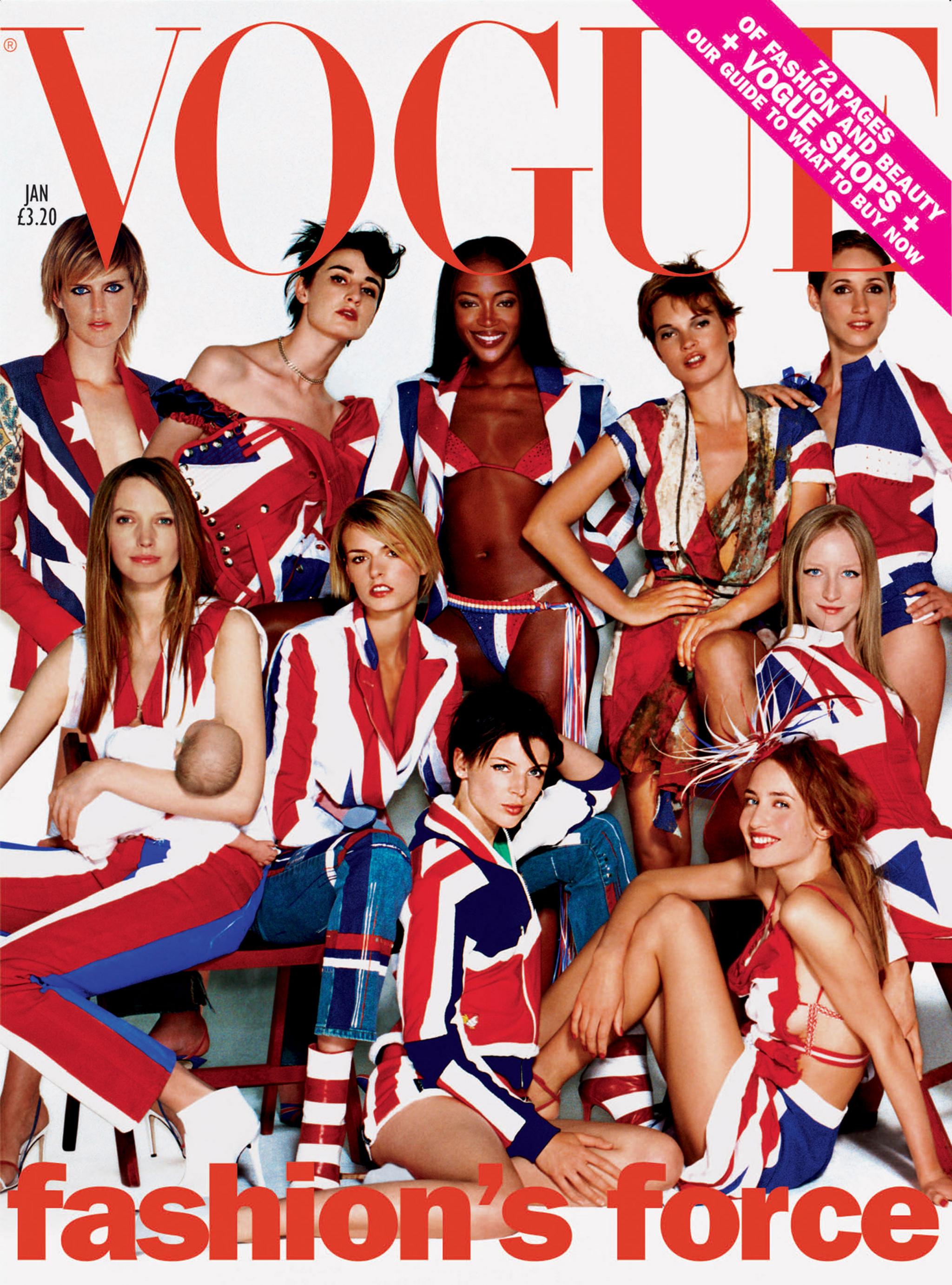 Kate, Naomi et al on the Vogue cover January 2002