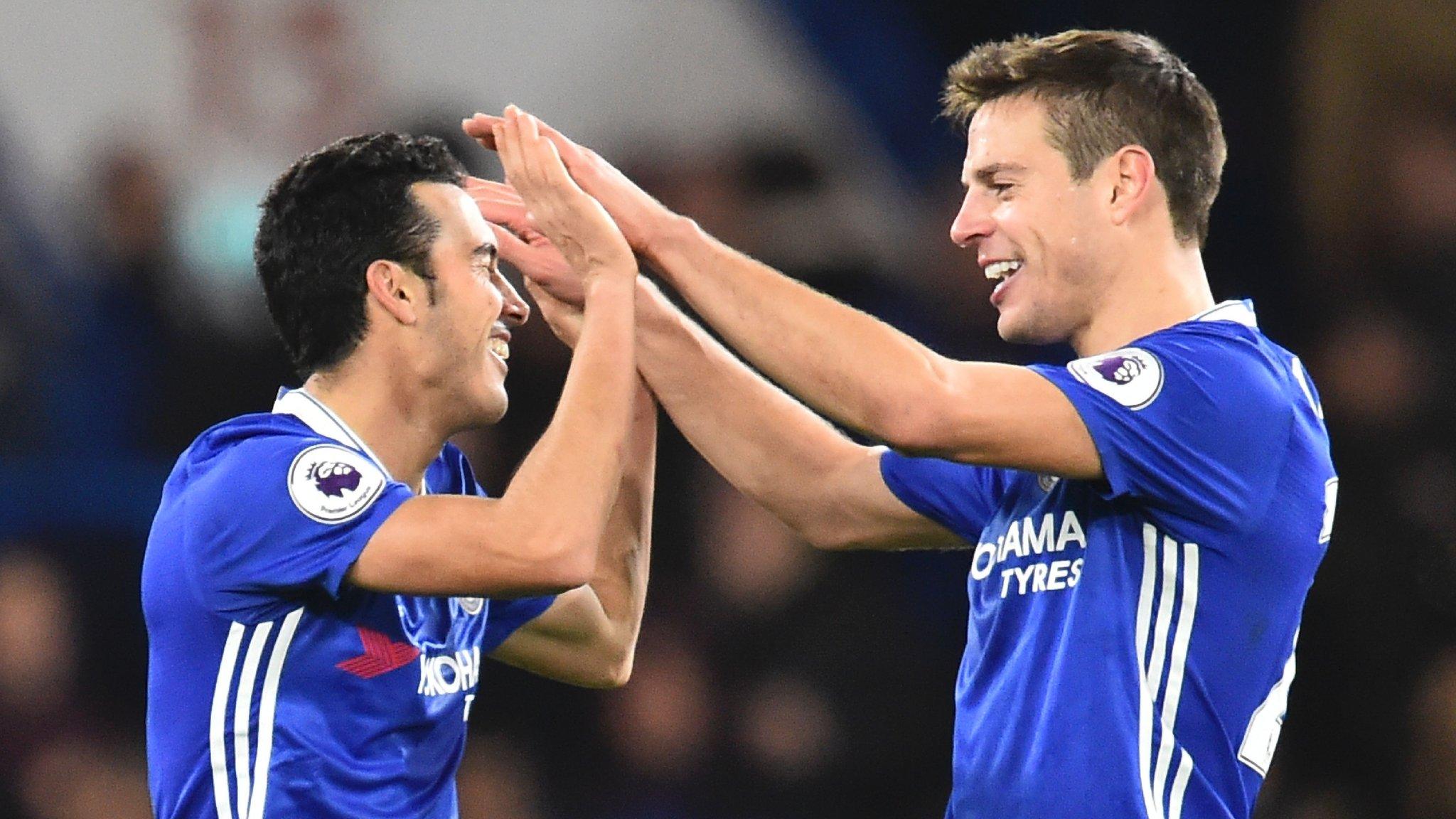 Chelsea's Pedro and Cesar Azpilicueta celebrate