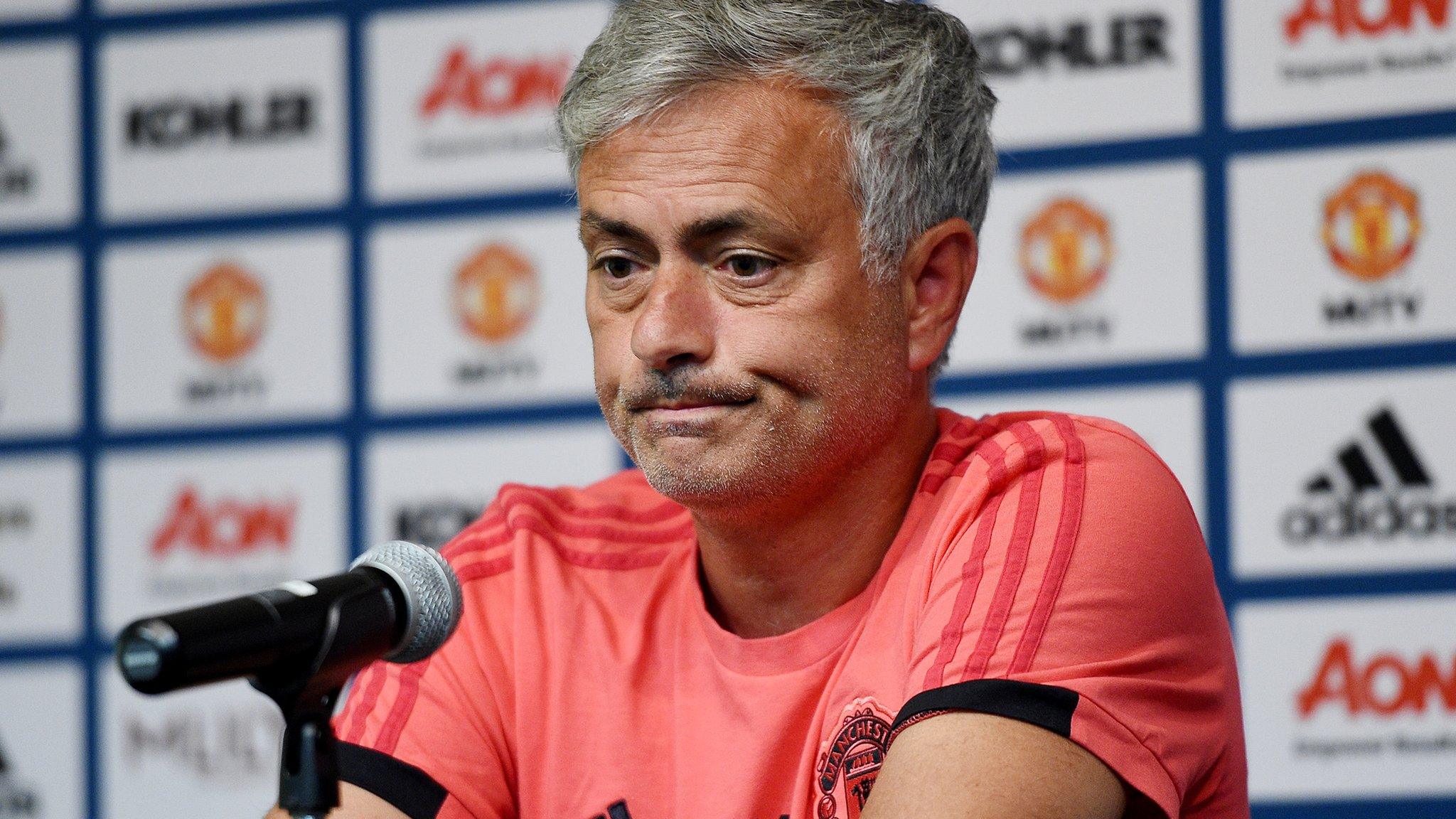 Jose Mourinho at a press conference in the Unites States