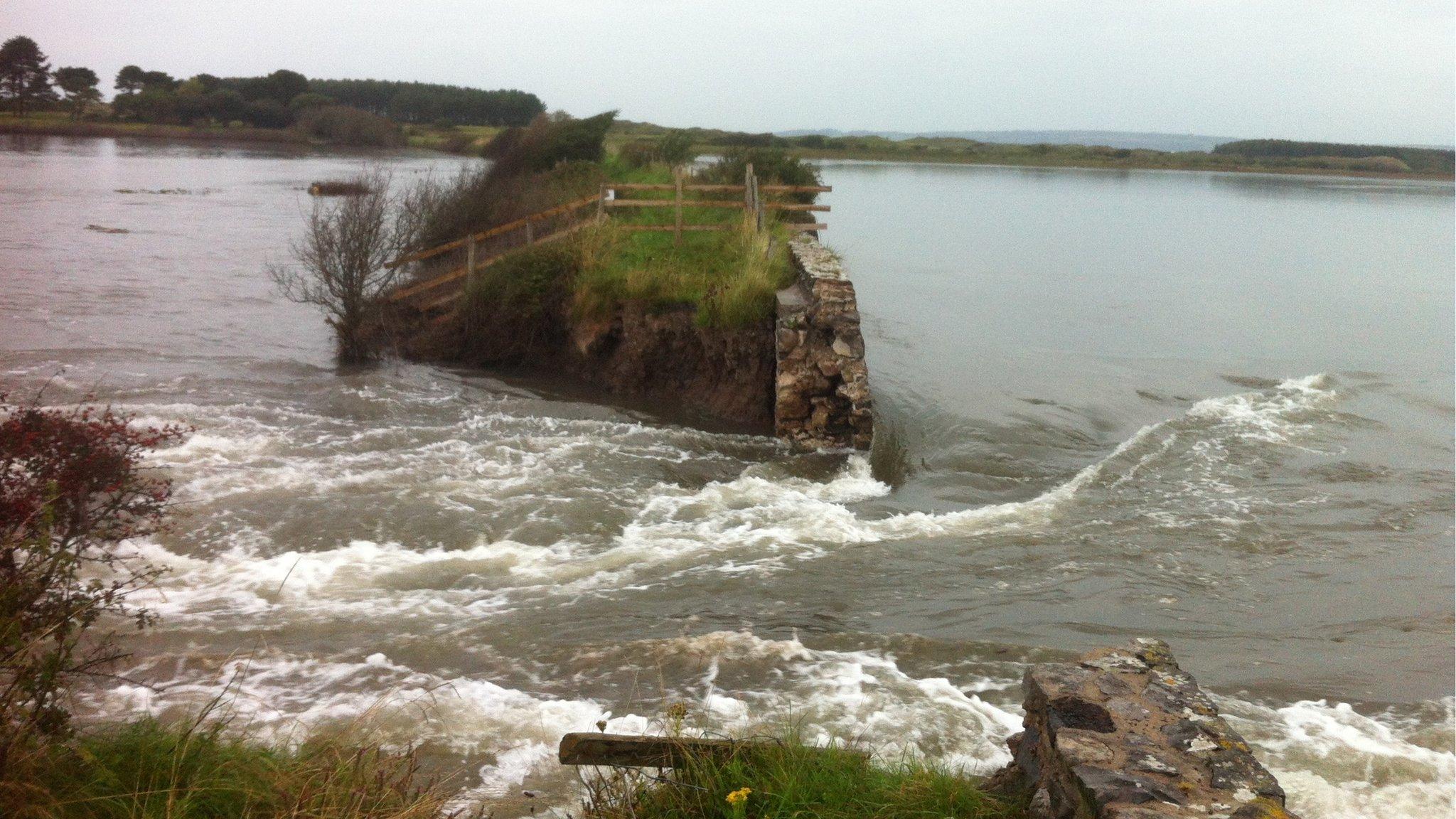 Sea wall and path was washed away in 2014