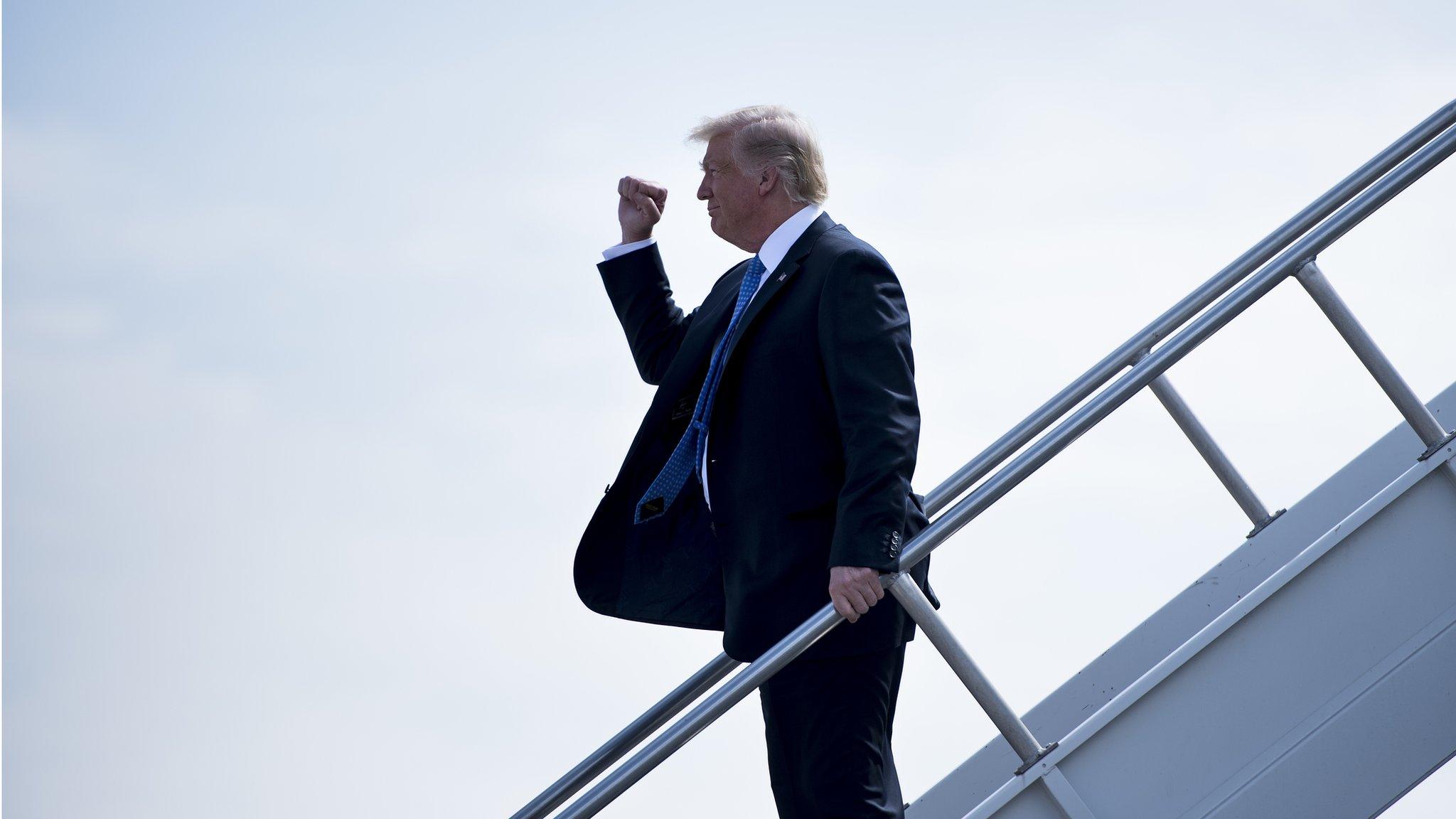 US President Donald Trump arrives to deliver a speech on tax cuts