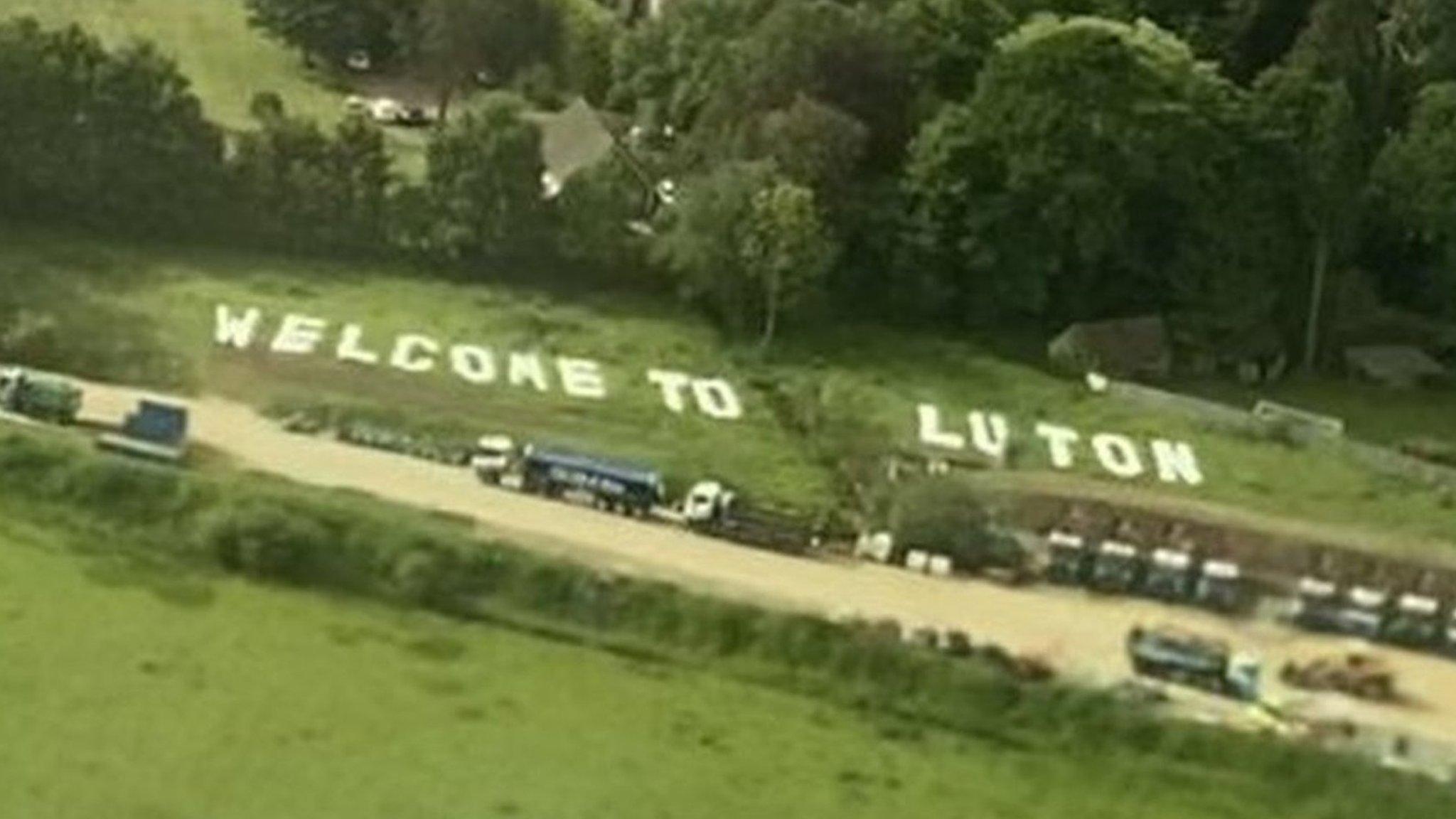 Welcome To Luton Sign at Gatwick Airport