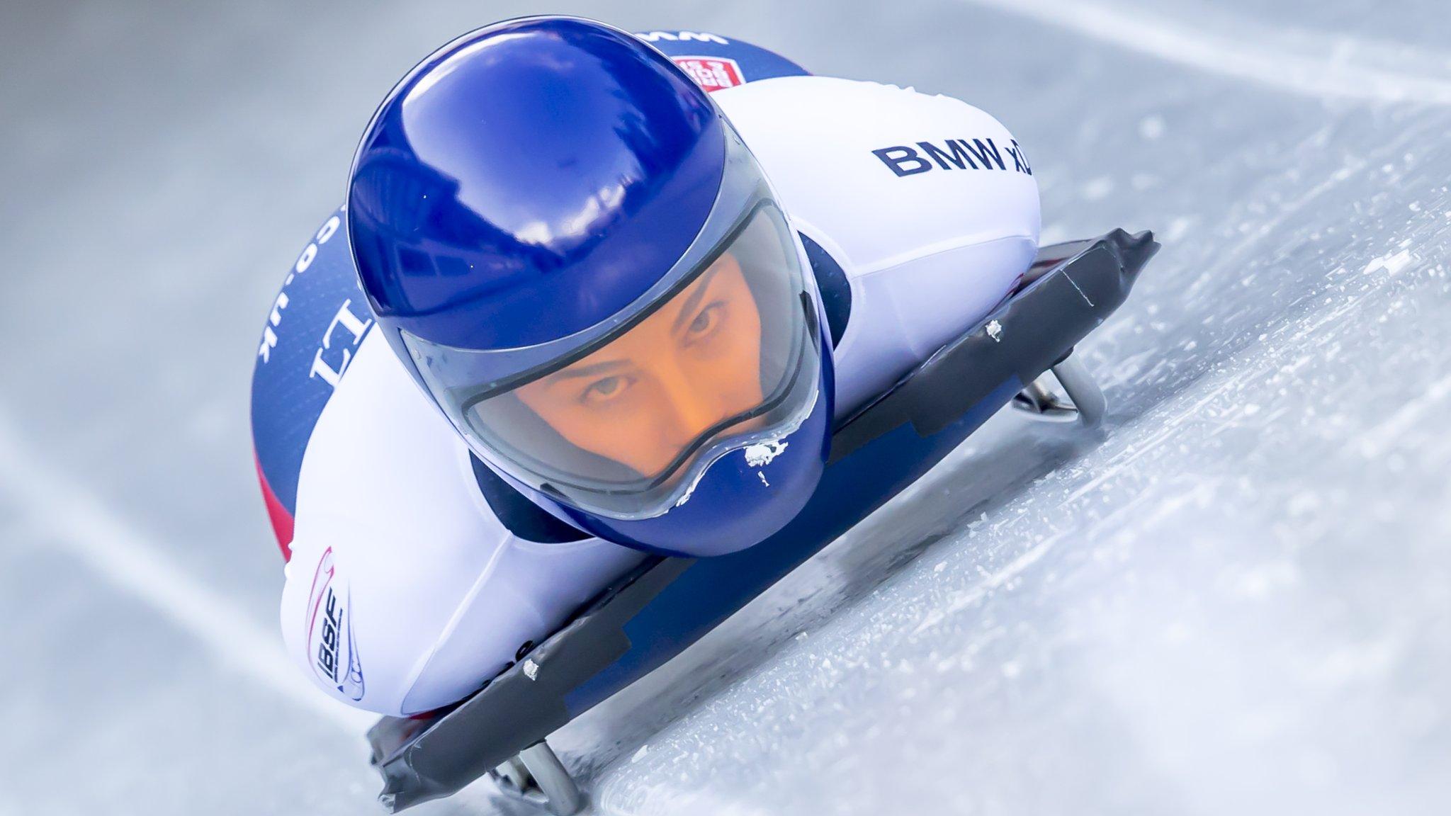 Laura Deas concentrates hard on her skeleton