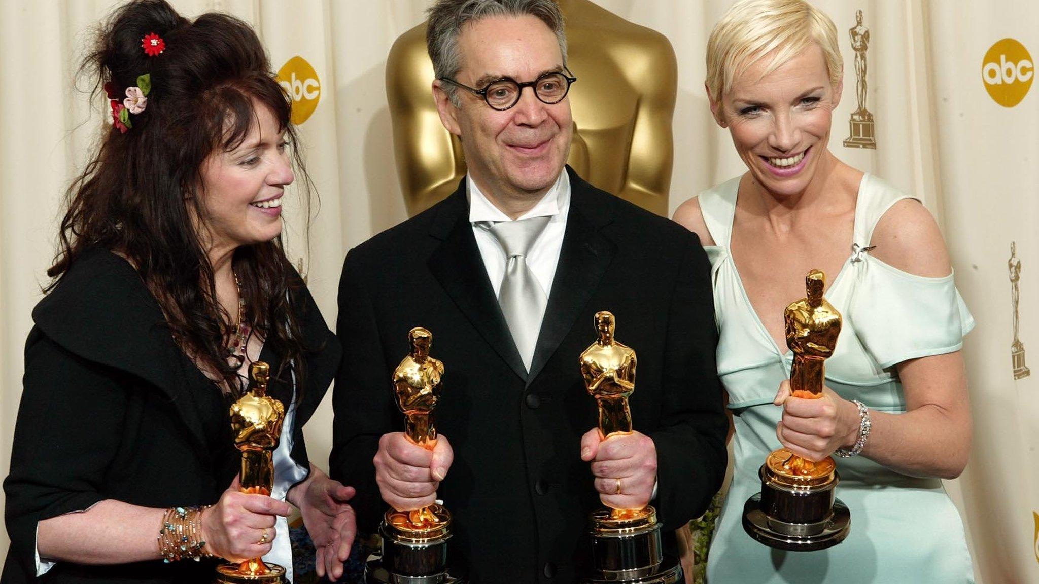 Fran Walsh, Howard Shore and Annie Lennox, winners of Best Original Song for Into the West for the movie Lord of the Rings: The Return of the King