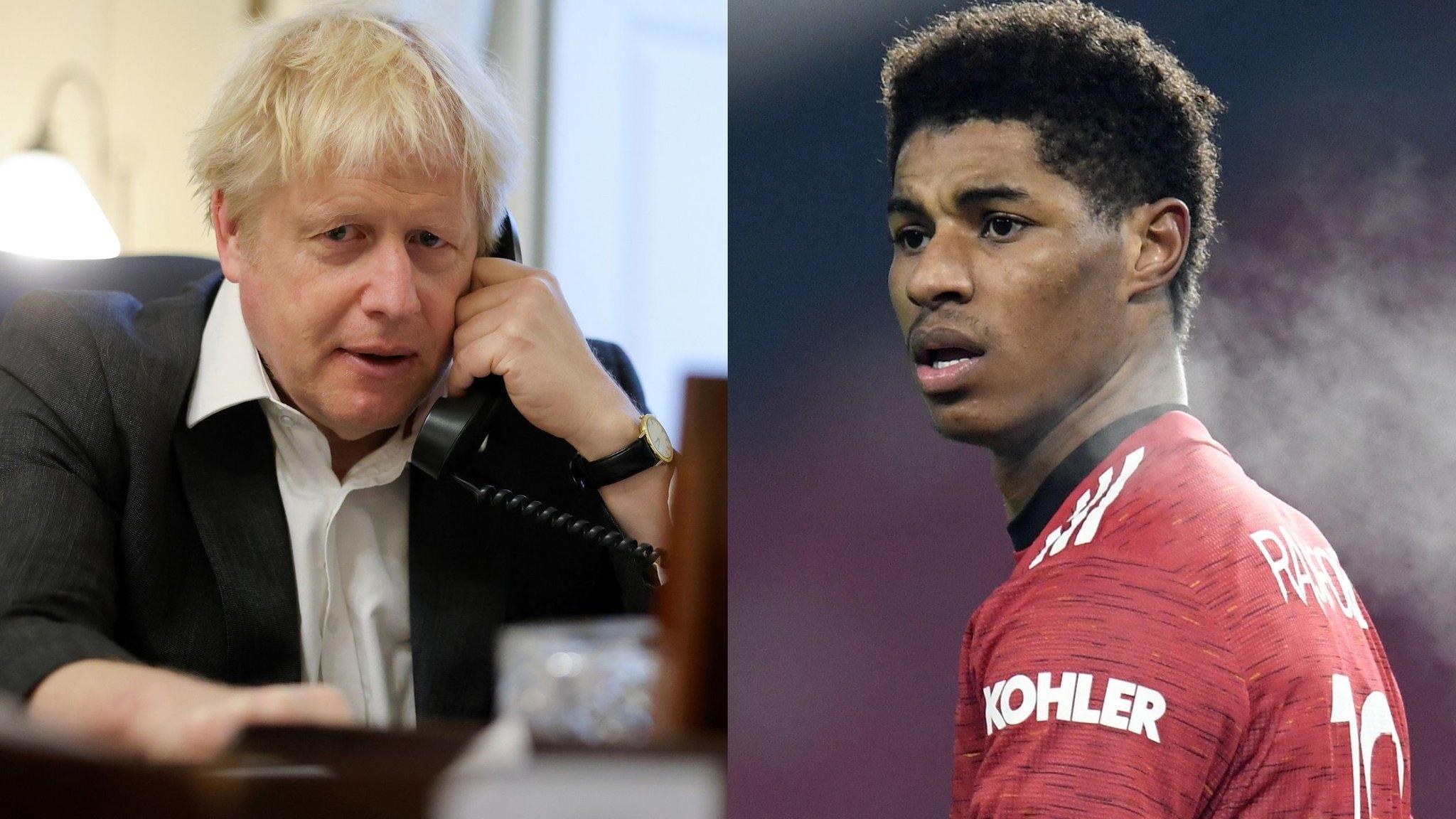 Boris Johnson and Marcus Rashford