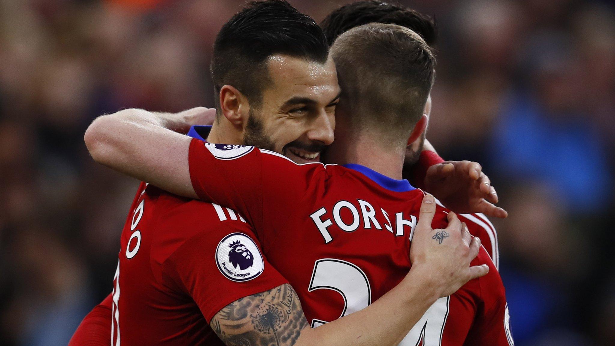 Boro players celebrate