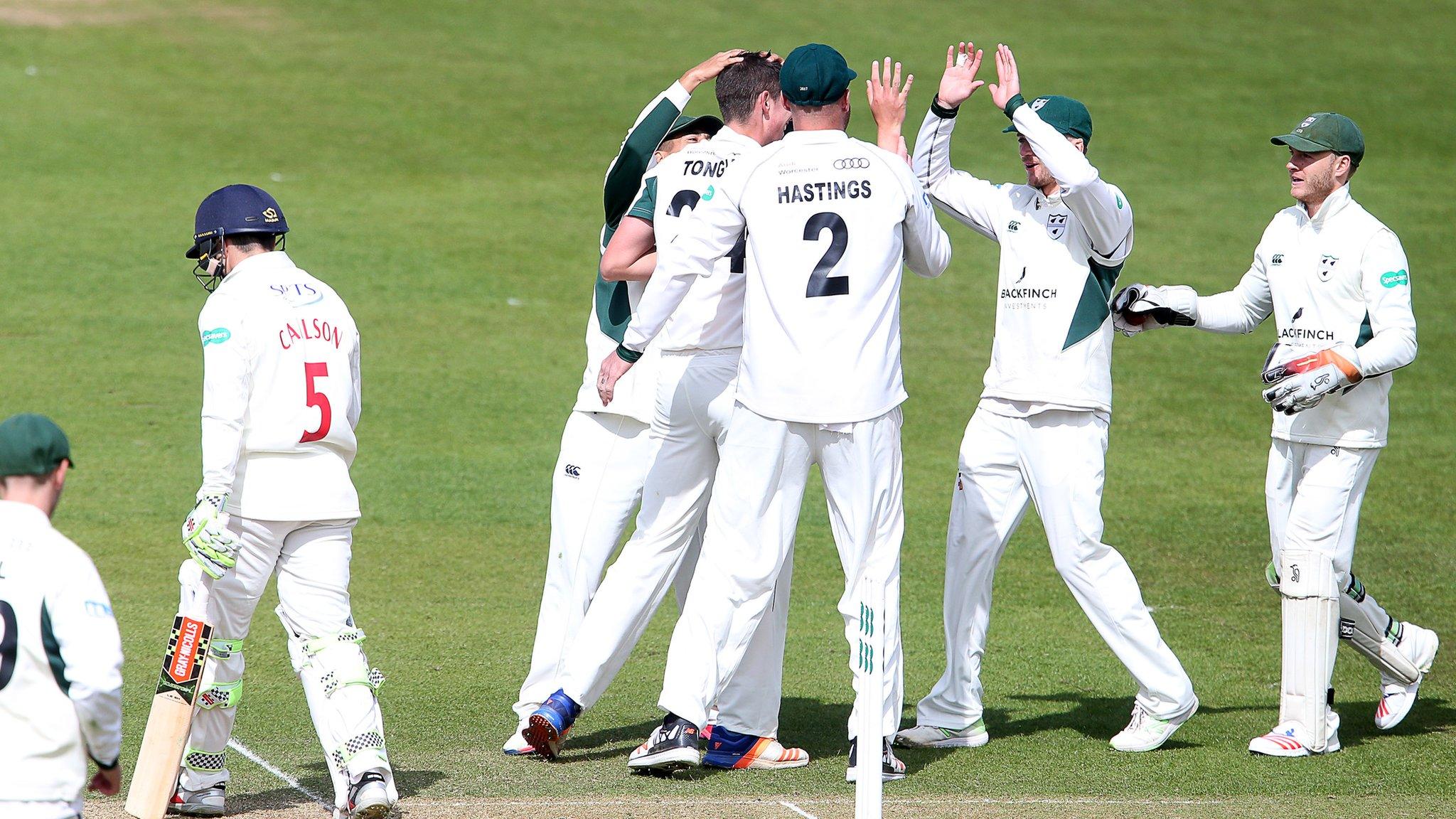 Worcestershire celebrate a wicket