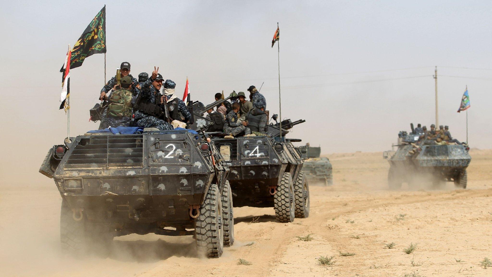 Iraqi forces near al-Shurah, some 45km south of Mosul, on 17 October 2016