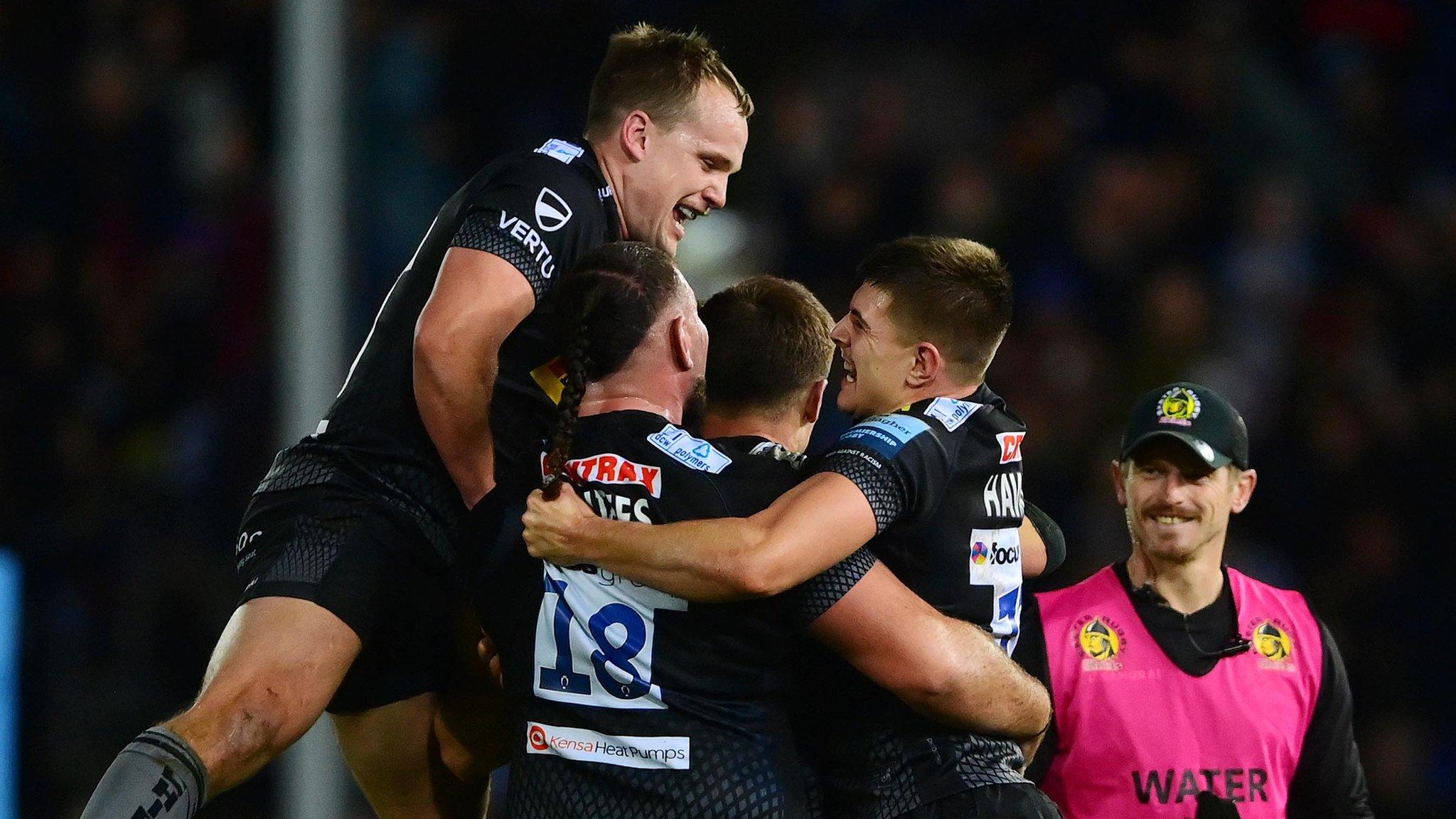 Exeter celebrate beating Gloucester