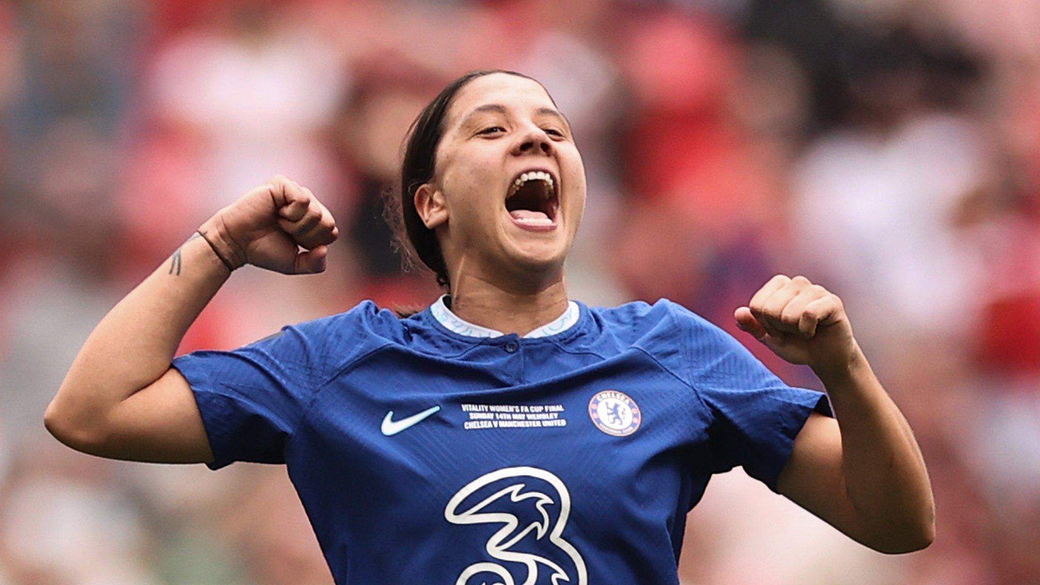 Sam Kerr celebrates