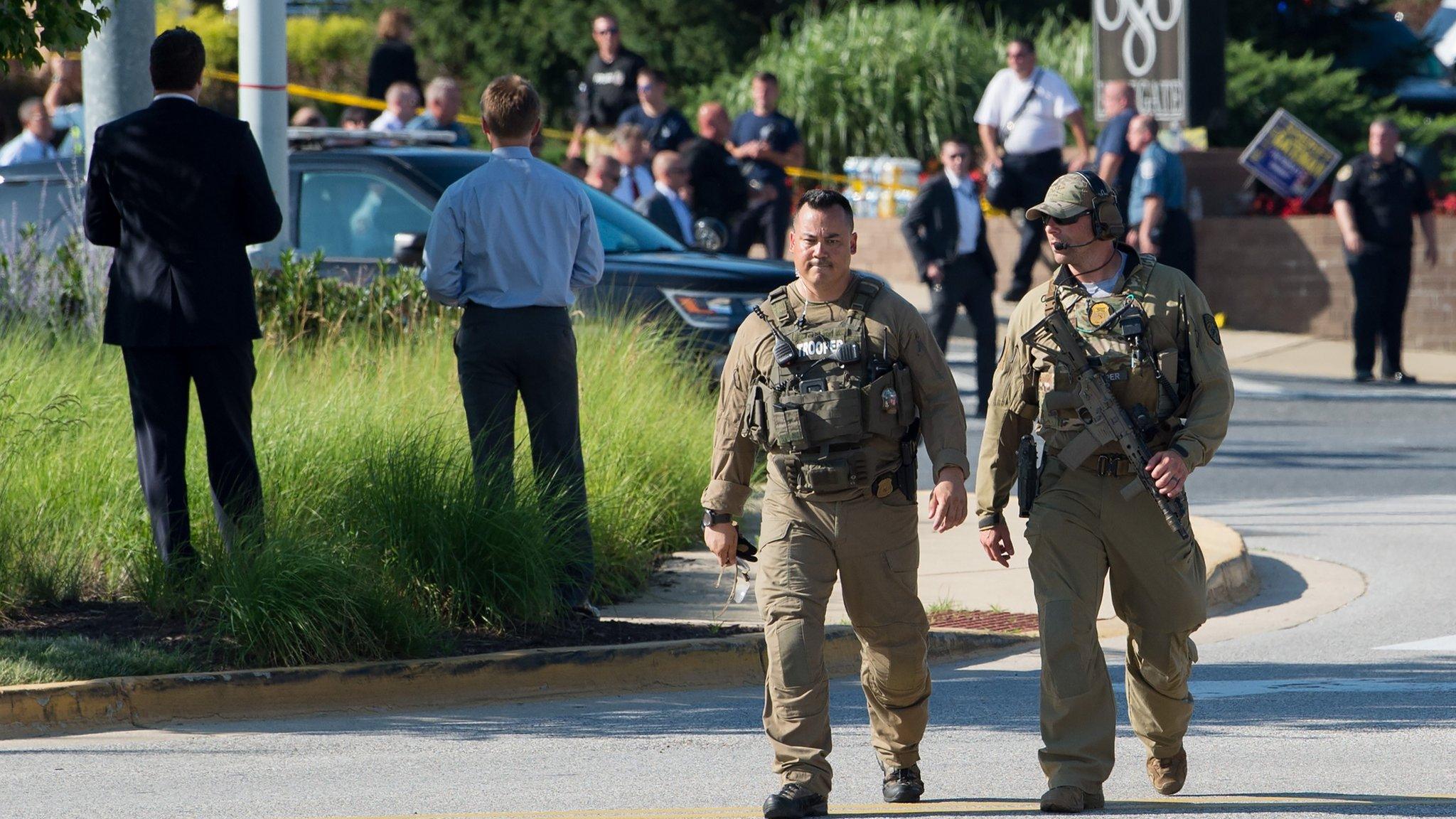 Police respond to a shooting in Annapolis, Maryland, June 28, 2018