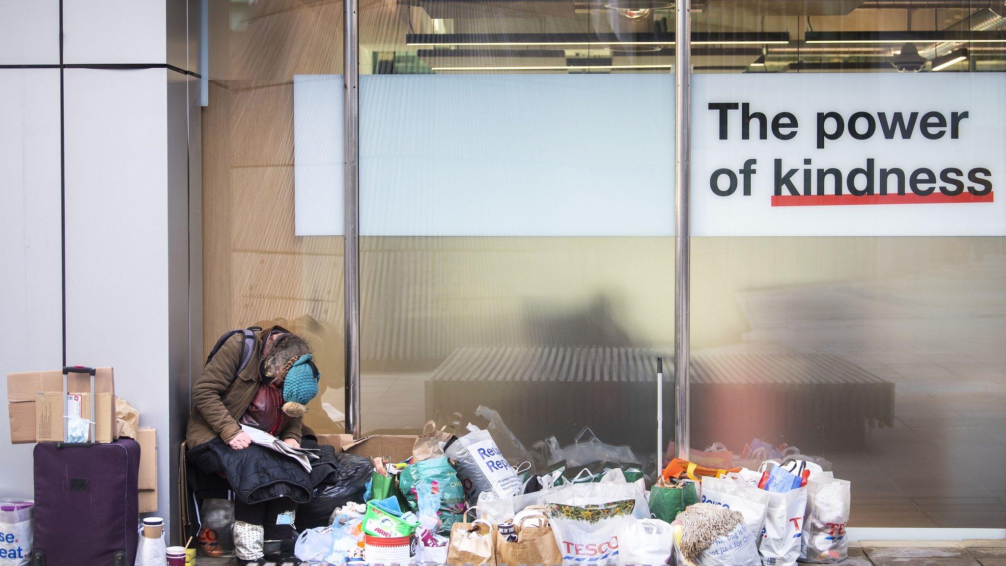 Homeless person in London, January 2021