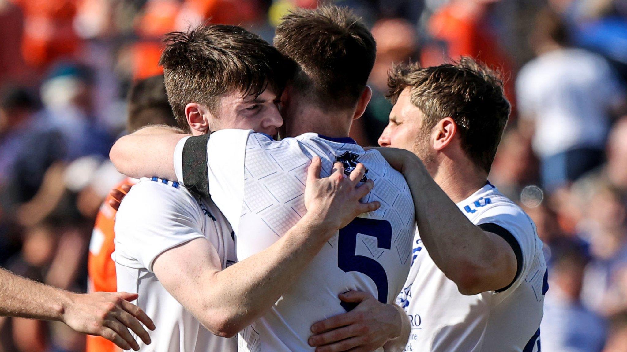 Monaghan celebrate at the final whistle