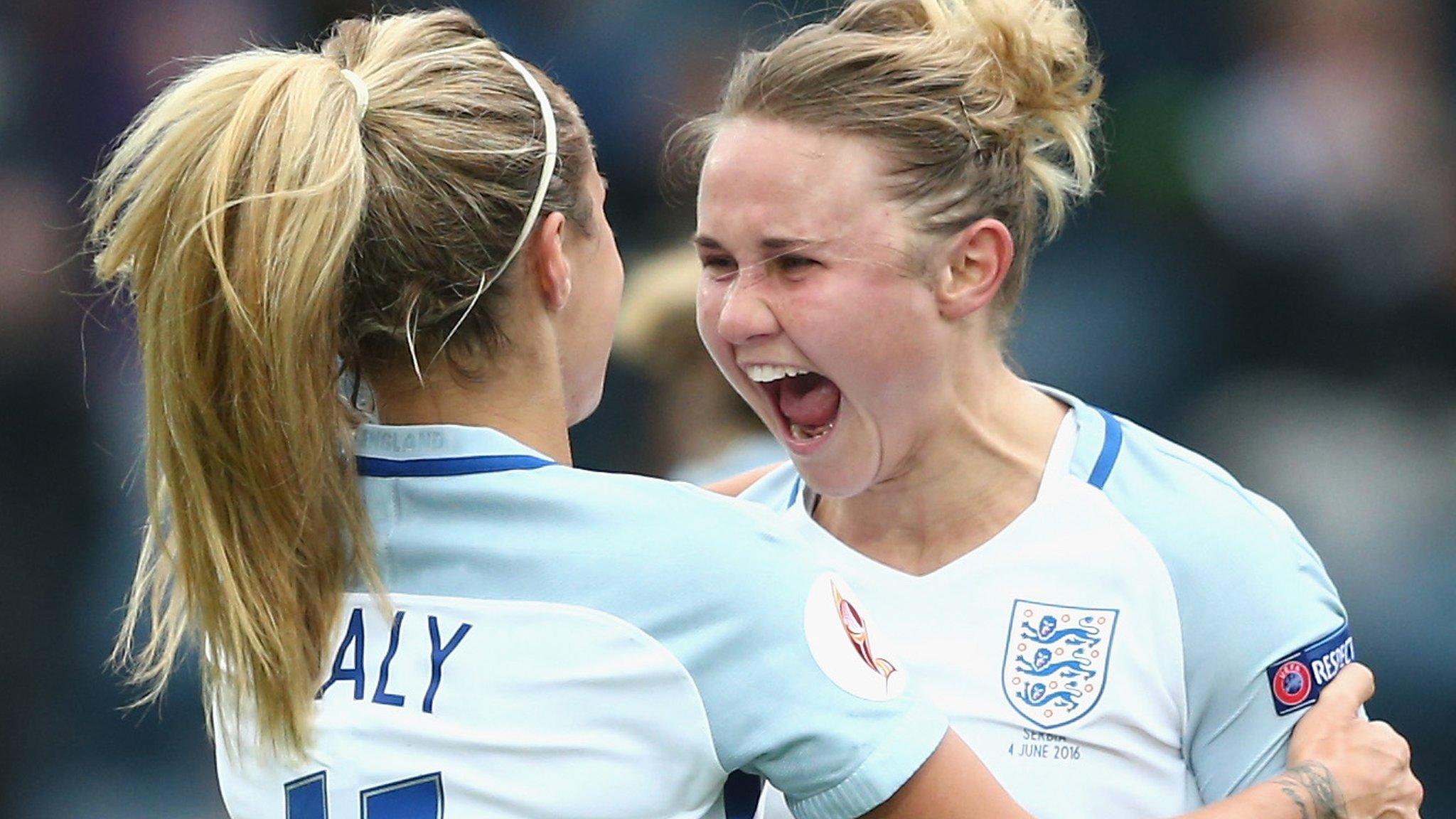 Isobel Christiansen and Rachel Daly of England women