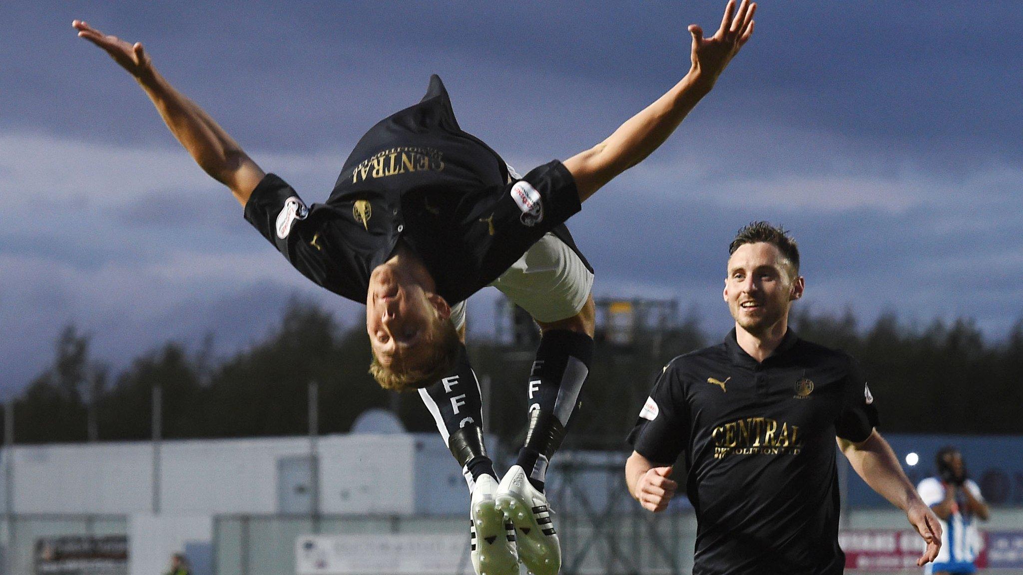 Will Vaulks celebrates the winning goal for Falkirk