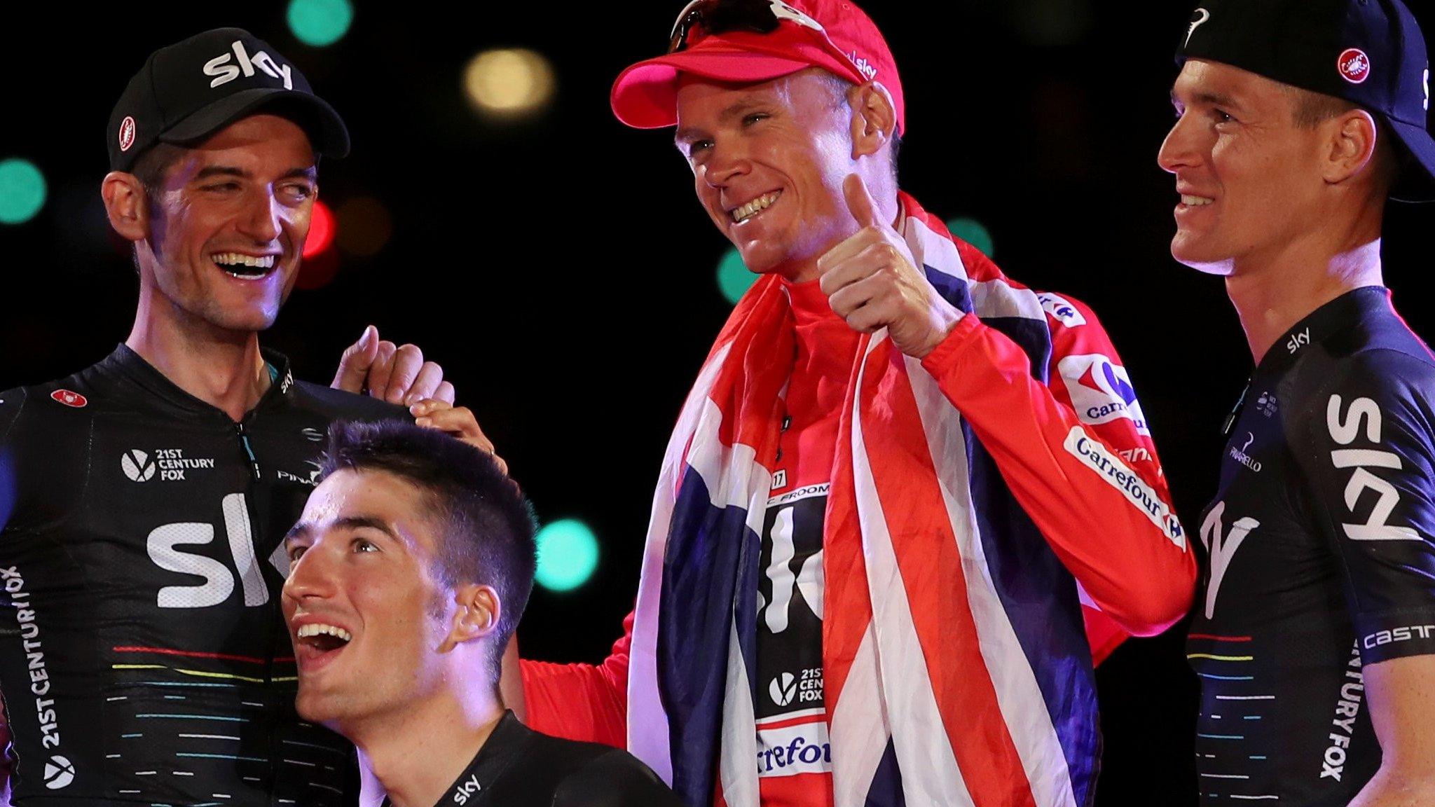 Chris Froome with Team Sky team-mates