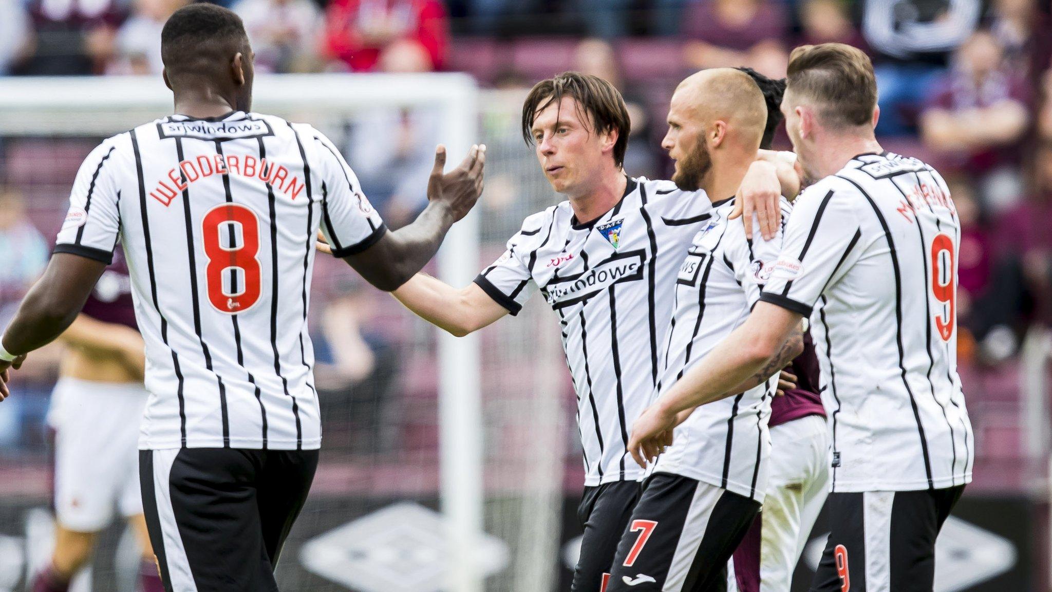 Dunfermline celebrate Joe Cardle's goal against Hearts