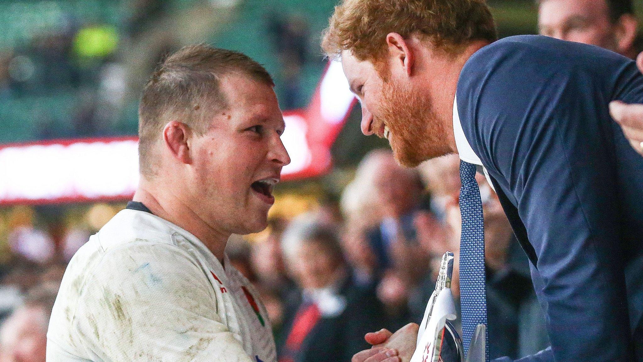 Prince Harry congratulates England captain Dylan Hartley