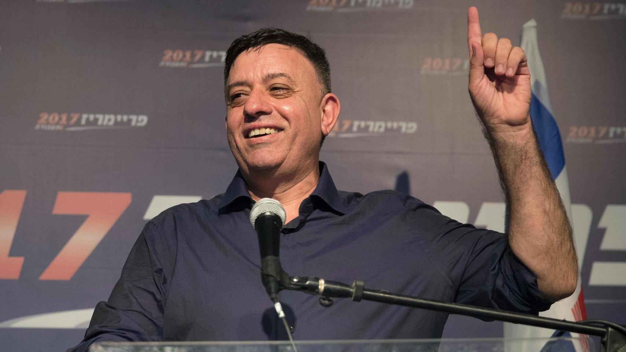 Avi Gabbay gives a speech after being voted in as the new leader of Israel's main opposition Labour Party on July 10, 2017 in Tel Aviv